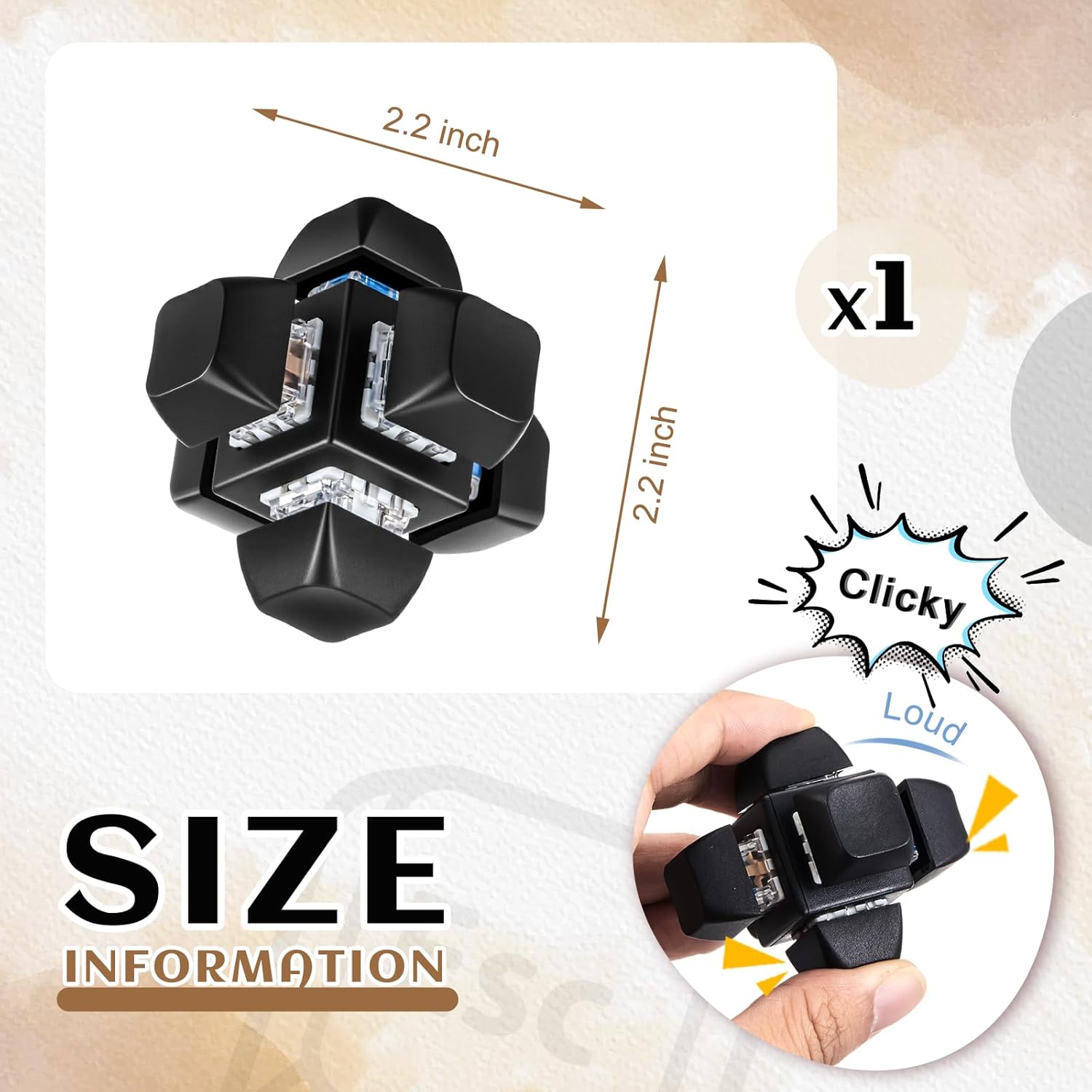 Taiyin 1 Pcs Black Decompression Toys Keyboard Clicker Toy Keyboard Cube Mechanical Key Button Stress Relief for Adult Gifts to Relief