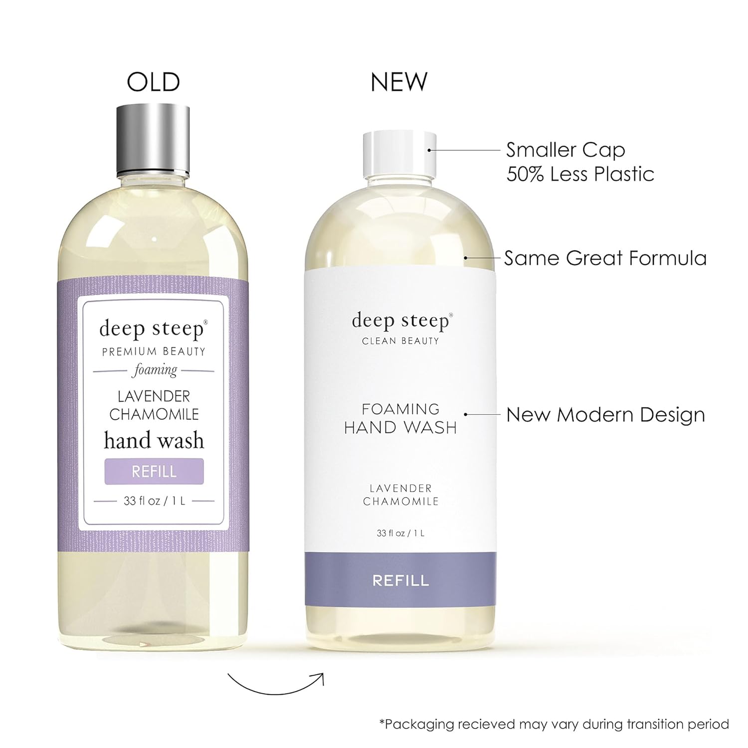 Deep Steep Foaming Hand Wash, Lavender Chamomile Refill, 33oz, Gentle Cleanser with Aloe, Argan Oil, Shea Butter & Hyaluronic Acid – Vegan, Clean Beauty, Soft & Hydrated Hands