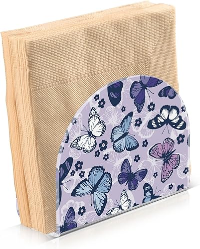 Miniatura 2 de Servilletero acrílico de flores de mariposa de dibujos animados para mesa de cocina, soporte decorativo moderno para el hogar