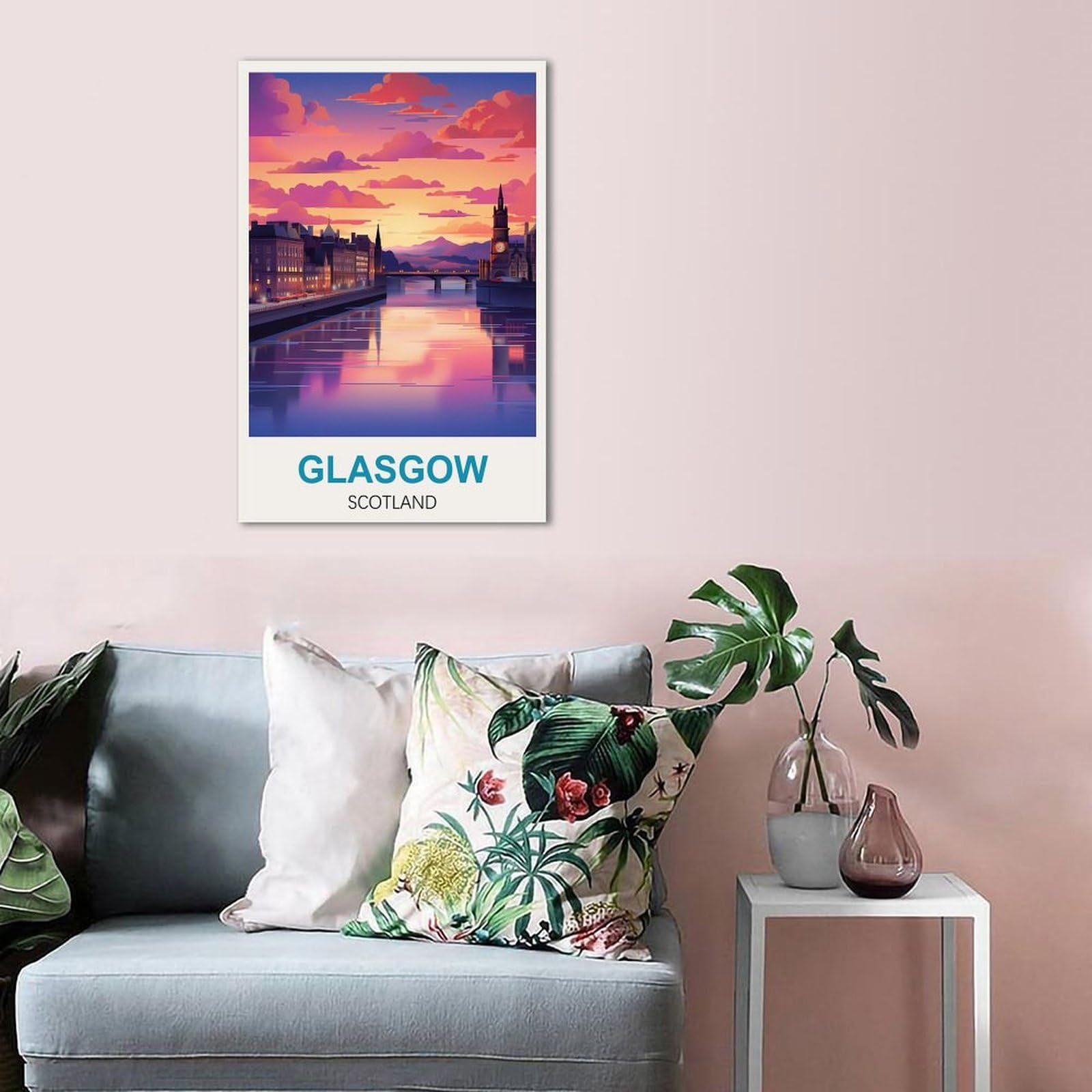 IPuzou Glasgow Scotland Poster Vintage Voyage Sur Toile 60 X 90 Cm - Décoration Murale