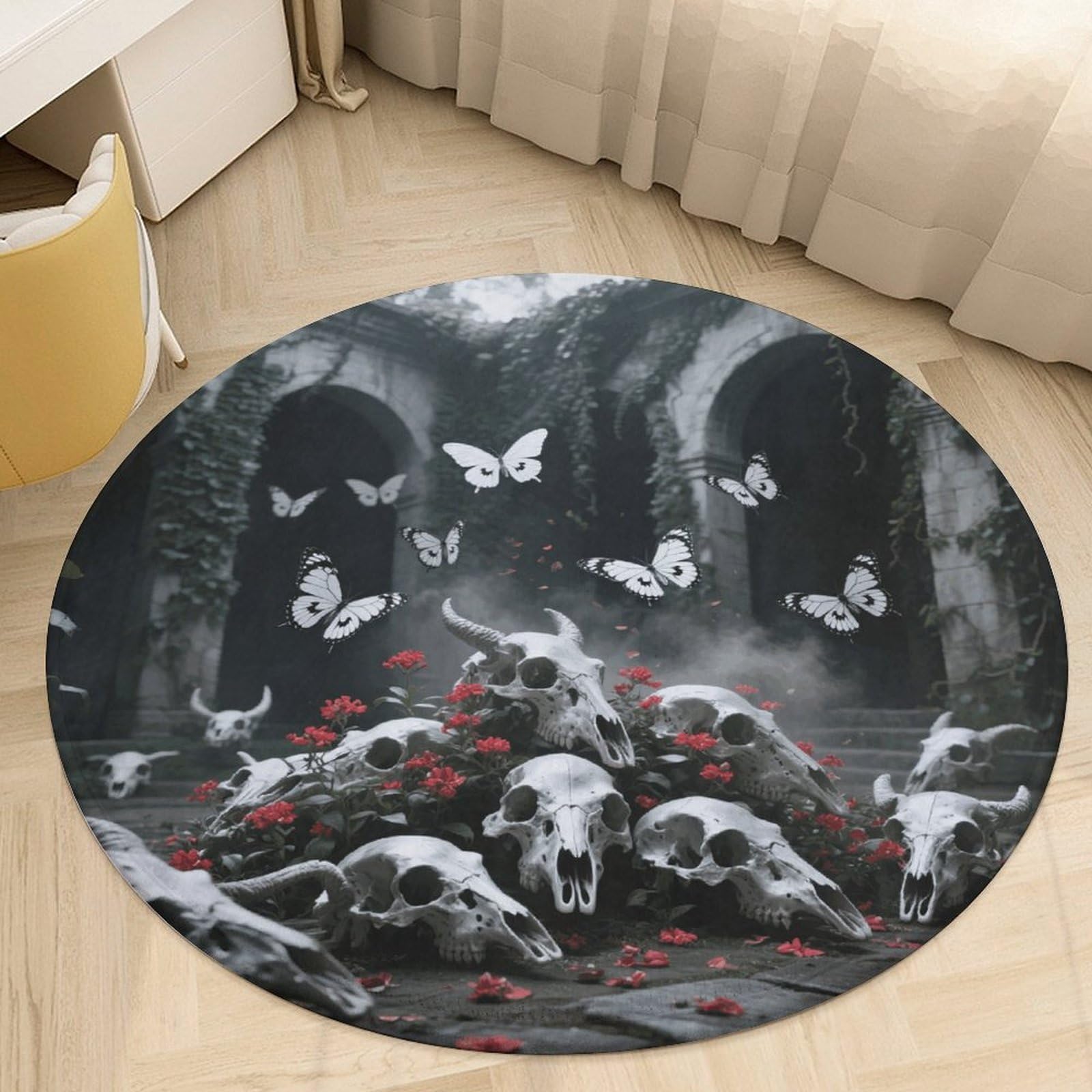 Tapis rond antidérapant en velours corail de 0,6 m pour éviter les glissades en cuisine