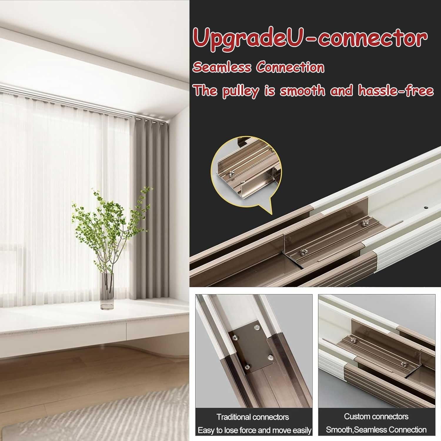 Heavy-Du Double rail pour fenêtre et plafond - Séparateur de pièce facile à installer - Pour salon et chambre à coucher - 4,2 m / 13.8ft