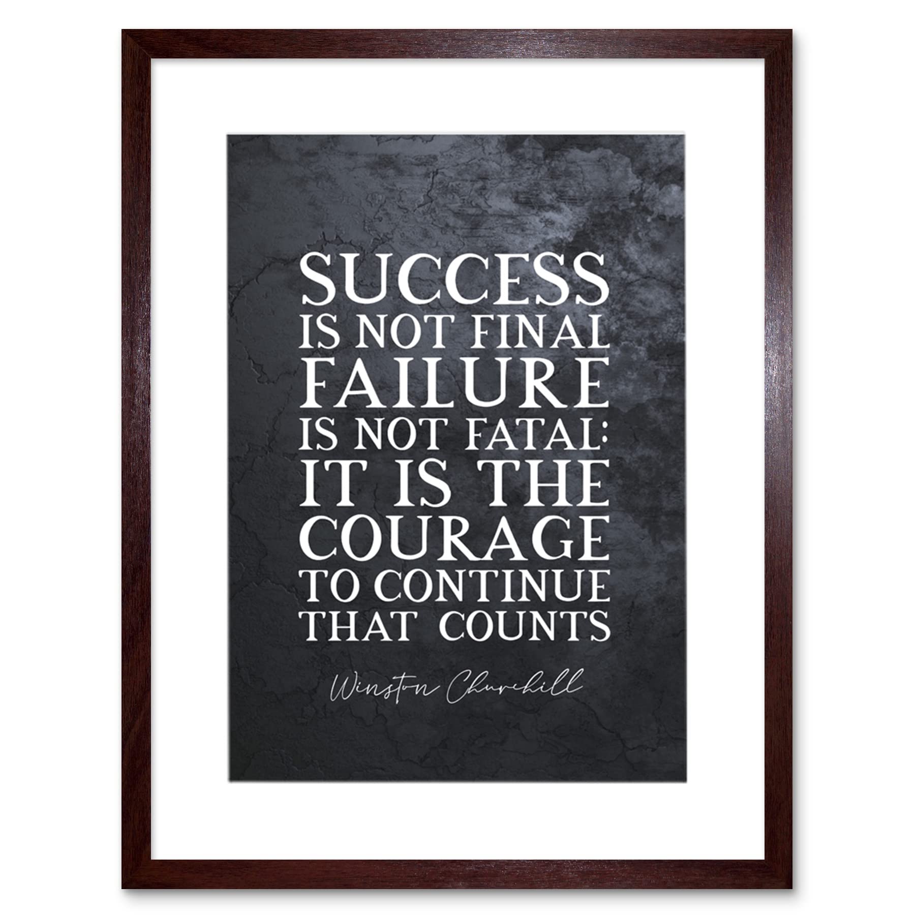 Artery8 Slate Quote Winston Churchill Success Artwork Framed Wall Art Print 12X16 Inch