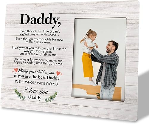 HiLus Marco de fotos para papá nuevo, eres el mejor papá del mundo, regalo de marco de fotos de madera, regalo del primer día del padre, regalo de