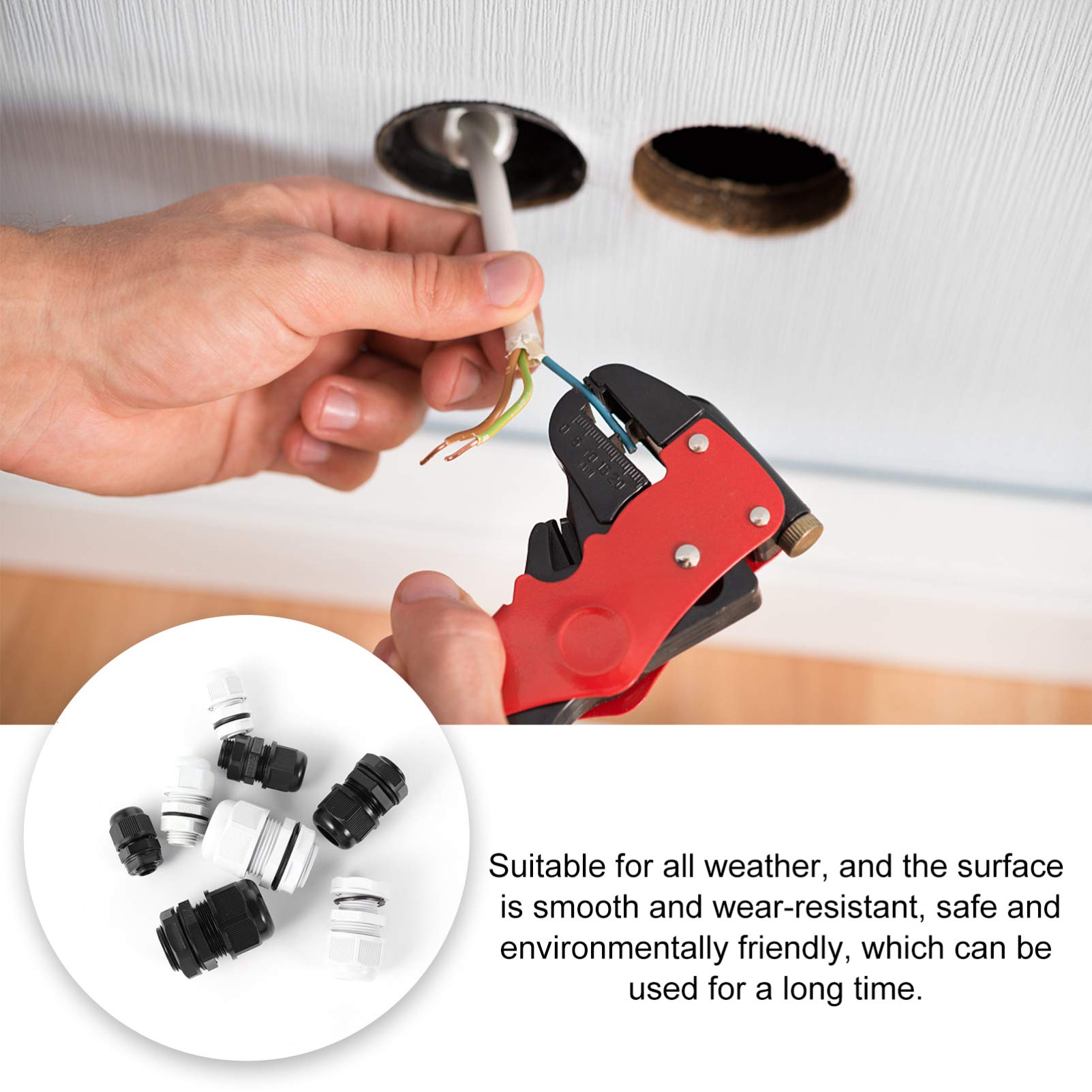 LIFKOME 40 Prensaestopas Impermeables de Plástico Mg12 Mg16 Mg20 Mg25, Protector de Cables Resistente al Desgaste para Cableado