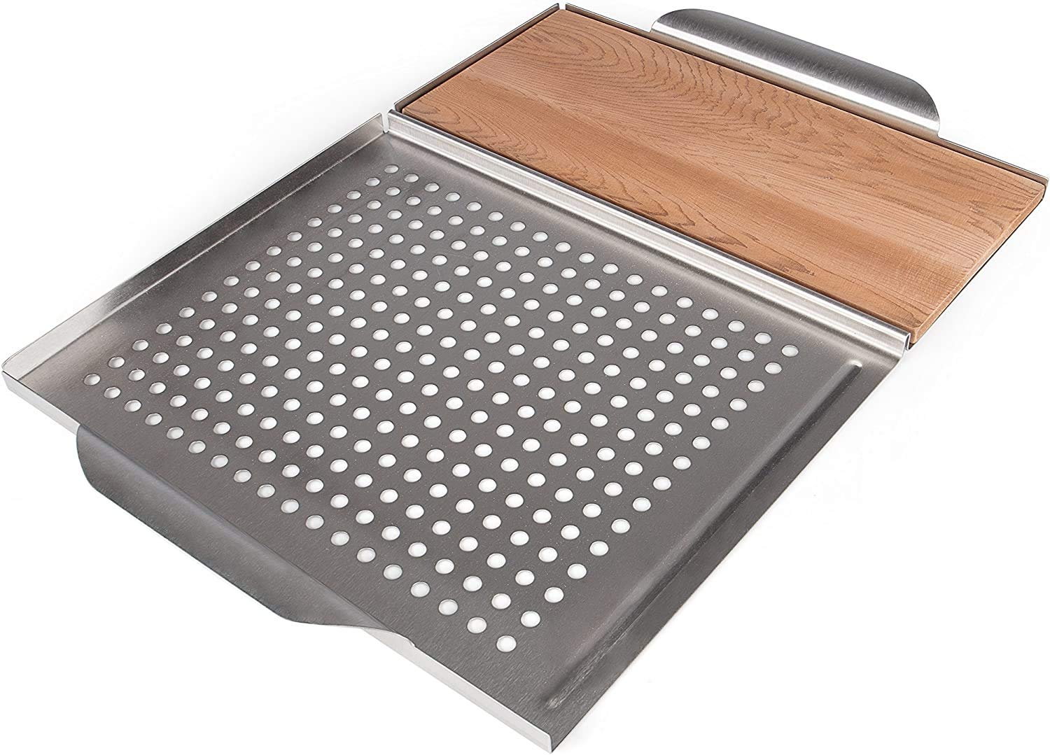 Rustler Plancha de Acero Inoxidable para Parrilla - Plancha de Cedro para Parrilla - para Asar Pescado, Carne o Verduras - 45 x 30.5 x 3 cm