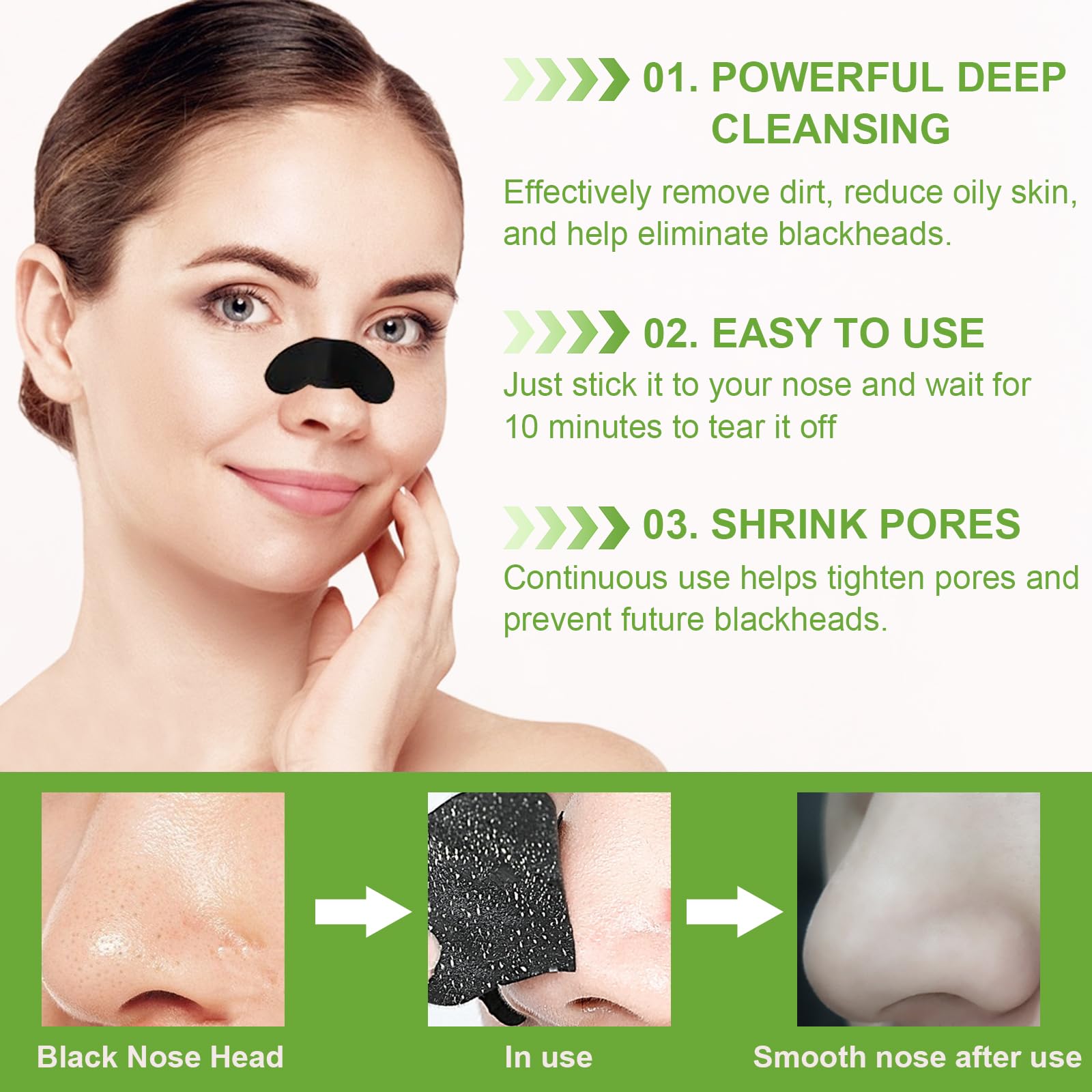 60 Pcs Patch Point Noir Nez, Patchs Anti-Points Noirs, Patch Anti Point Noir Nez Visage, Patch Nez Point Noir pour Homme et Femme