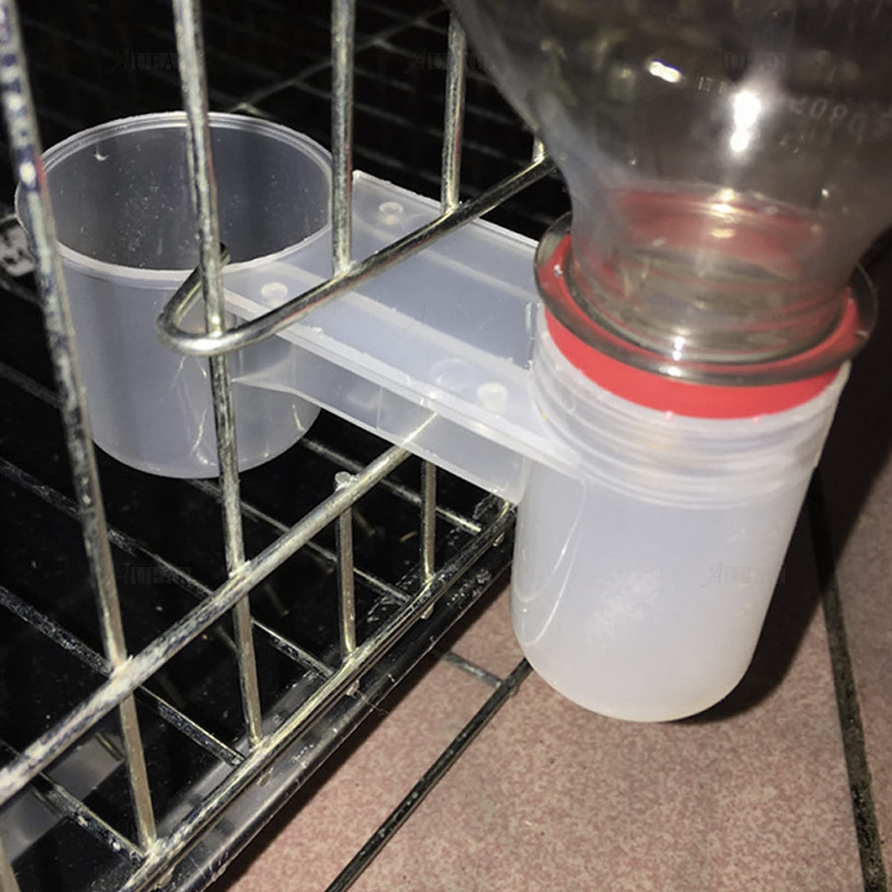 AUEAR, Set of 12 Bird Drinker Feeder Cup Soda Pop Water Bottle Plastic for Pigeons Parrot Chicken Supplies (Clear)