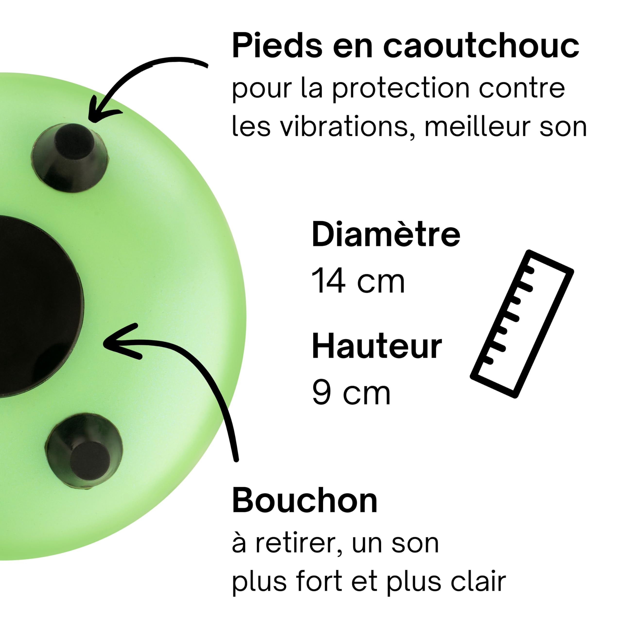 Steel Tongue Drum « Standard » do majeur en vert - 5 pouces avec 8 sons - Tambour à langue en acier avec livre de partitions, mailloches et sac. Savoir jouer des notes n'est pas nécessaire.