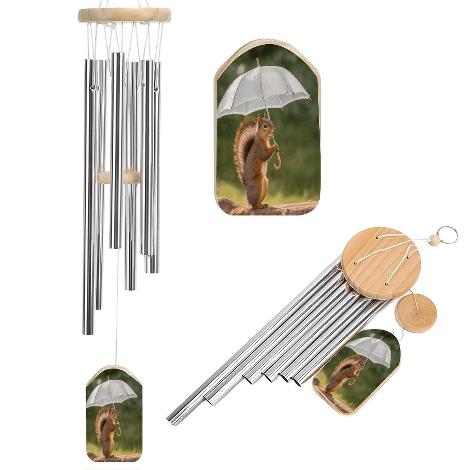 Adfgyerh Style Squirrel Hold A Umbrellas Wind Chimes For Outside, Memorial Windchimes Deep Tone Soothing Melodic Tones, Sympathy Wind Chimes For Patio Home Or Garden Decor