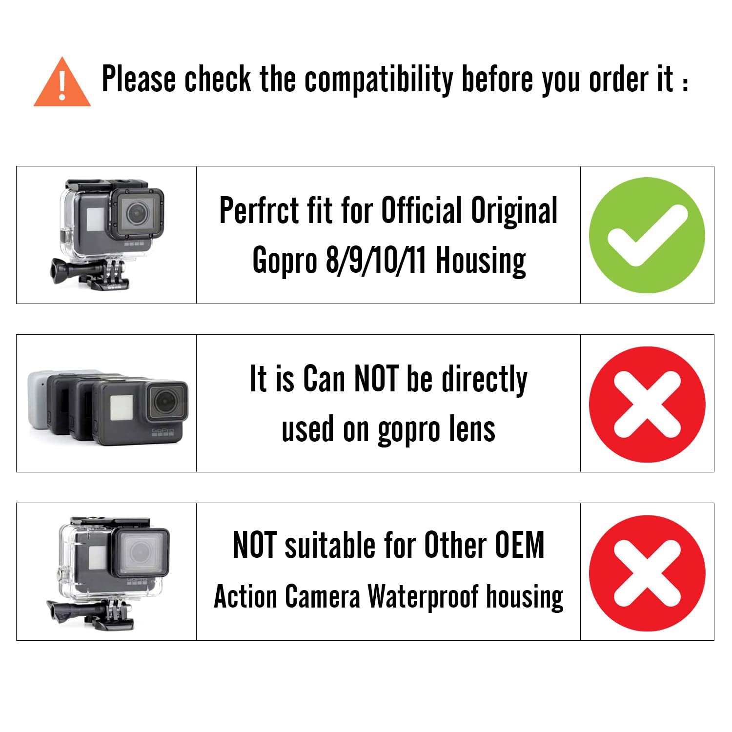 Nitescuba Lot de 3 filtres de plongée pour GoPro Hero 8/9/10/11/12 - Boîtier de protection étanche - Rouge, rouge clair, magenta