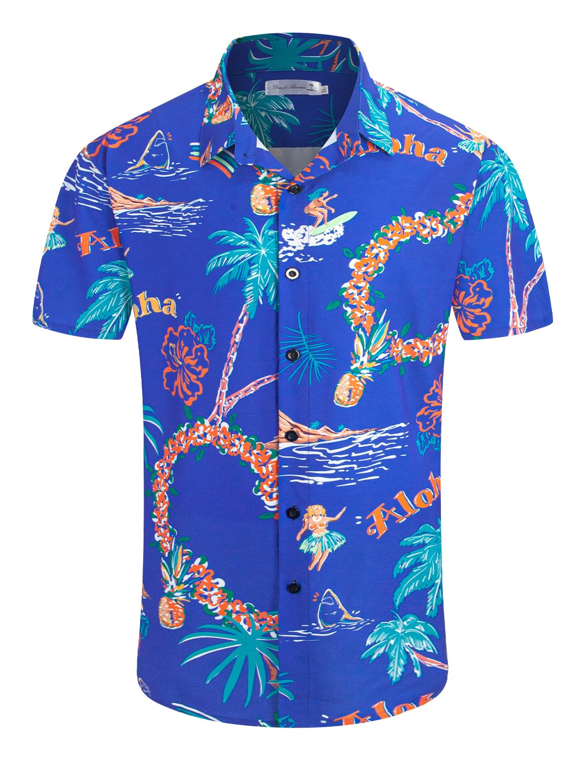 YoimiraHawaiian Shirts for Men, Print Mens Casual Short Sleeve Button Down Shirts Floral Aloha Beach Shirt