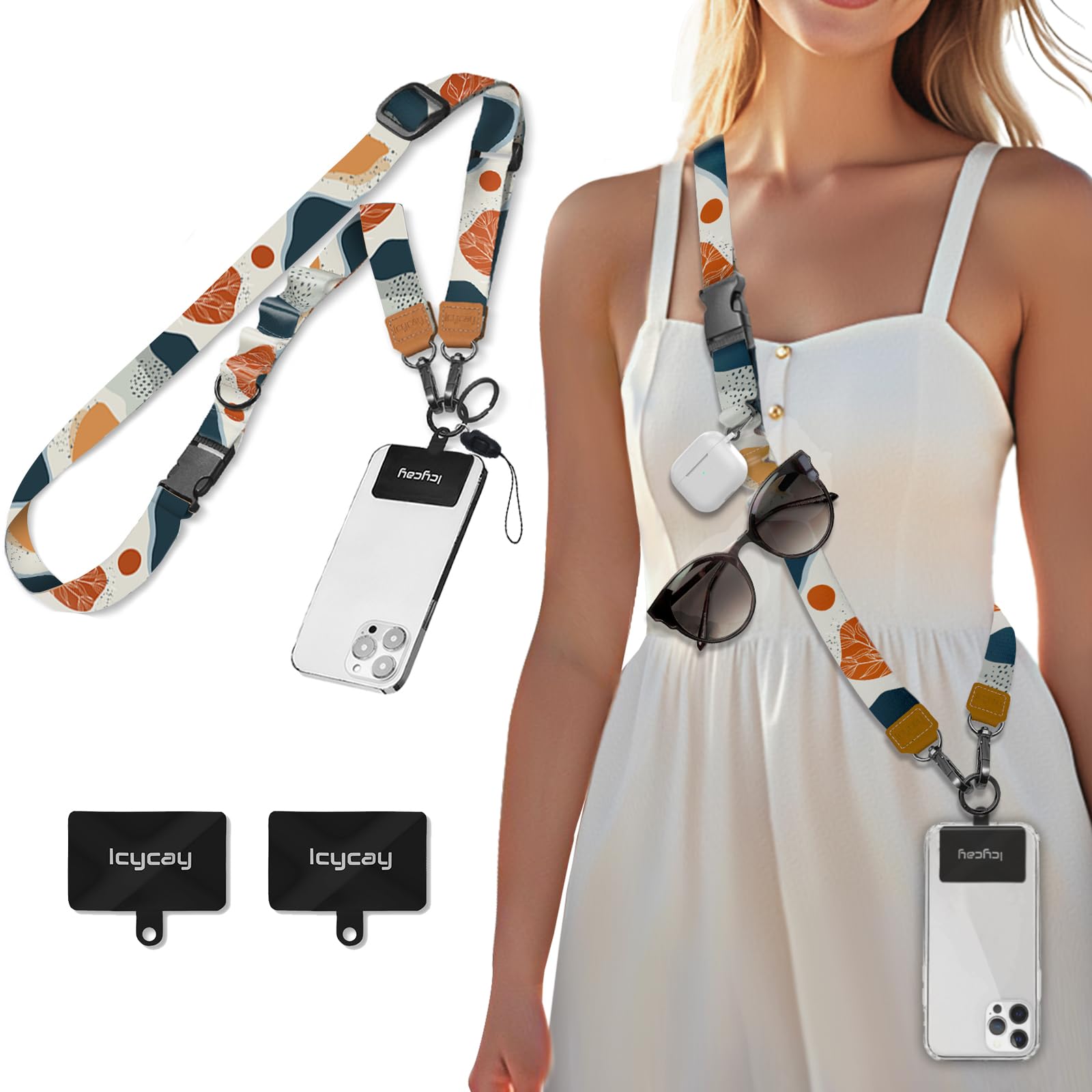 Icycay Phone Lanyard Crossbody, Abstract Art Cell Phone Strap for Around The Neck Adjustable, Anti Theft Cute Lanyard for iPhone Case ID Holder Keys