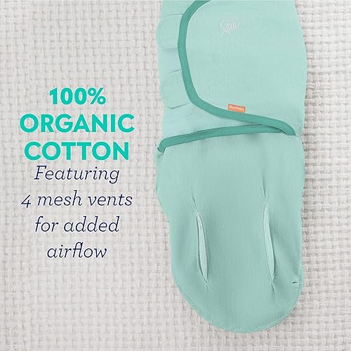 Miniatura 8 de SwaddleMe Luxe Perfect Temp Swaddle con 100 algodón orgánico pequeñomediano 1 paquete tejido de cesta 0-3 meses