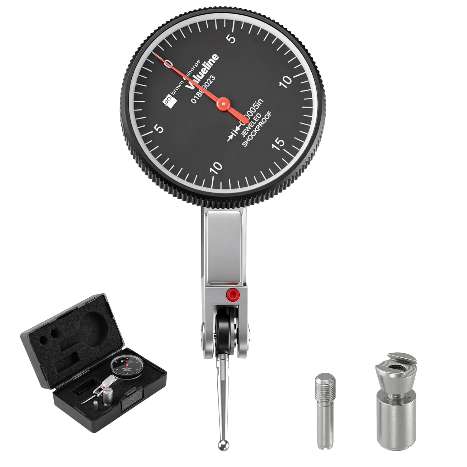 Brown & Sharpe Dial Test Indicator, 0.0005" Graduation, 0.030" Range, 1-1/2 Inches Dial Diameter, 0-15-0 Scale, Dial Indicator for Machinist Engineer Inspection Measurement, Black Face