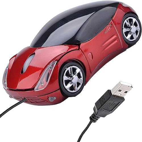 Car Kids Mouse Small Cool Sports Wired Mouse for Kids Wired Kids Computer Mouse with USB Receiver and 1000DPI 2 Headlights for School Laptop