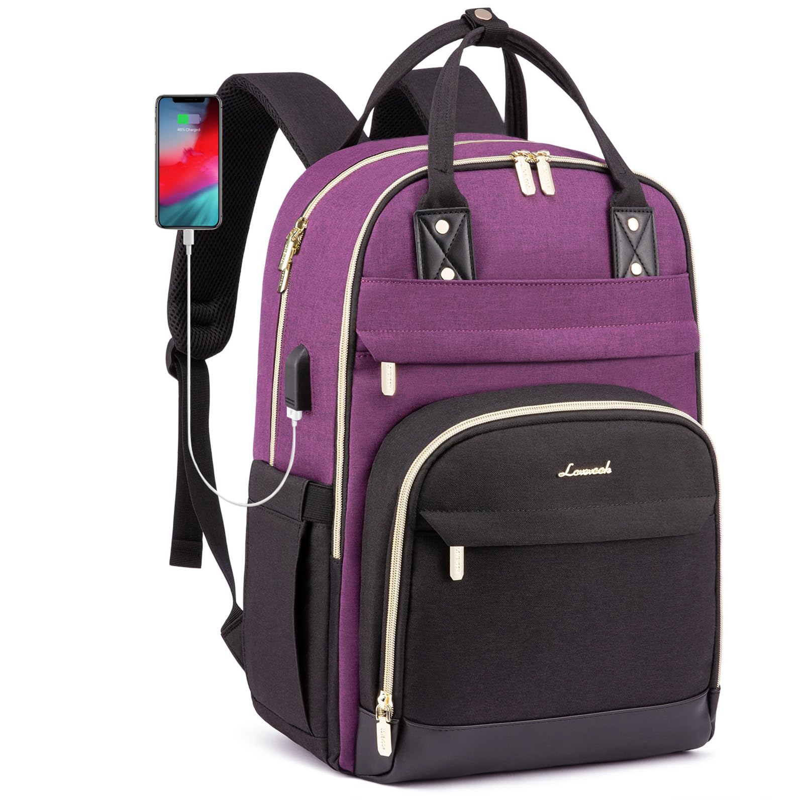 LOVEVOOK Laptop Backpack 15.6 inch, Large Rucksack Bag for Women with USB Port, Waterproof Stylish Computer Bags Ladies Back pack Womans for School Work Travel Student TeacherOEKO-TEX STANDARD 100