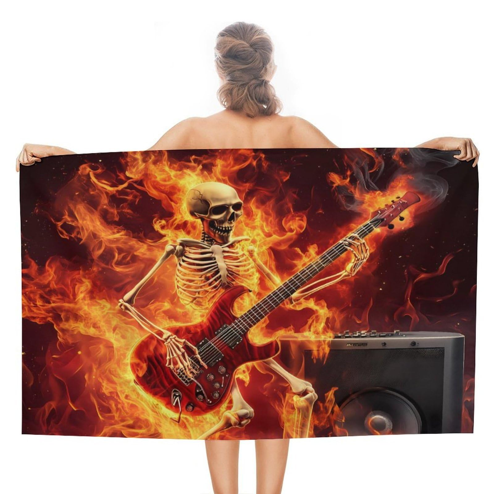 CGSBNGHA Rocks-Heavy Metal Electric Guitar Beach Towels Soft Bathroom Bath Pool Swim Towels for Women Men