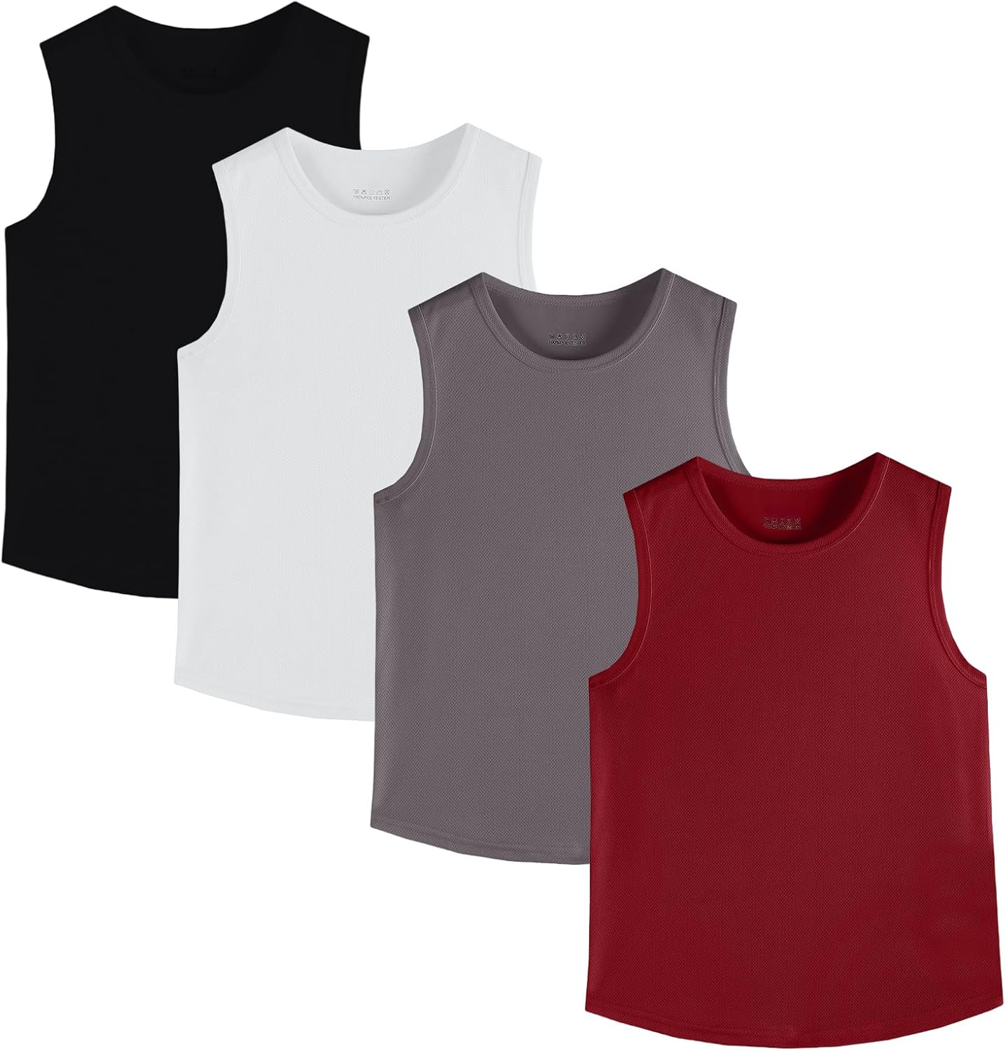 4 Pack Boys/Kids/Teens Quick Dry Tank Tops Mesh Moisture Wicking Athletic Performance Sleeveless Shirts(Age 4-18Y)