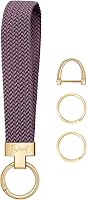 Fishent Stretchy Woven Wristlet Keychain Lanyard - Cute Key Chain for Car Keys with 3 Keyrings & D-Ring, Secure Wrist Strap for Women Men