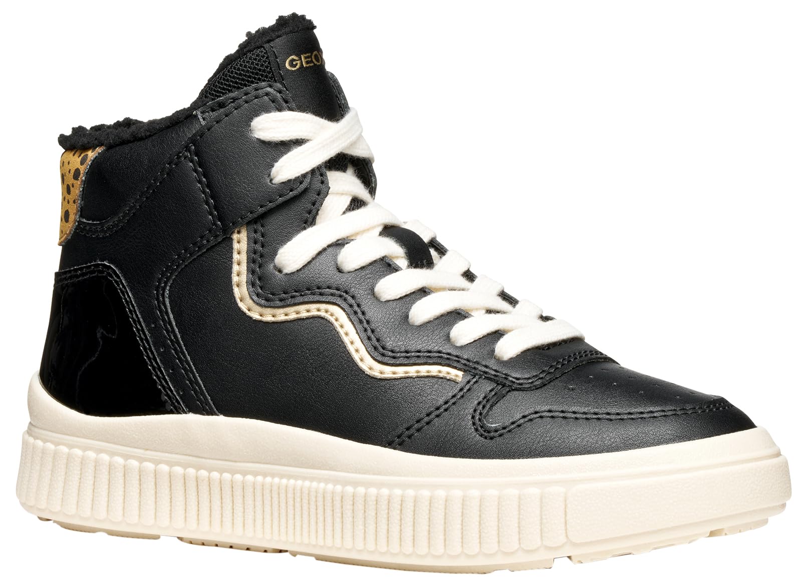 Geox Junior J Laquinny Girl Sneakers, Black/Platinum, 33 EU