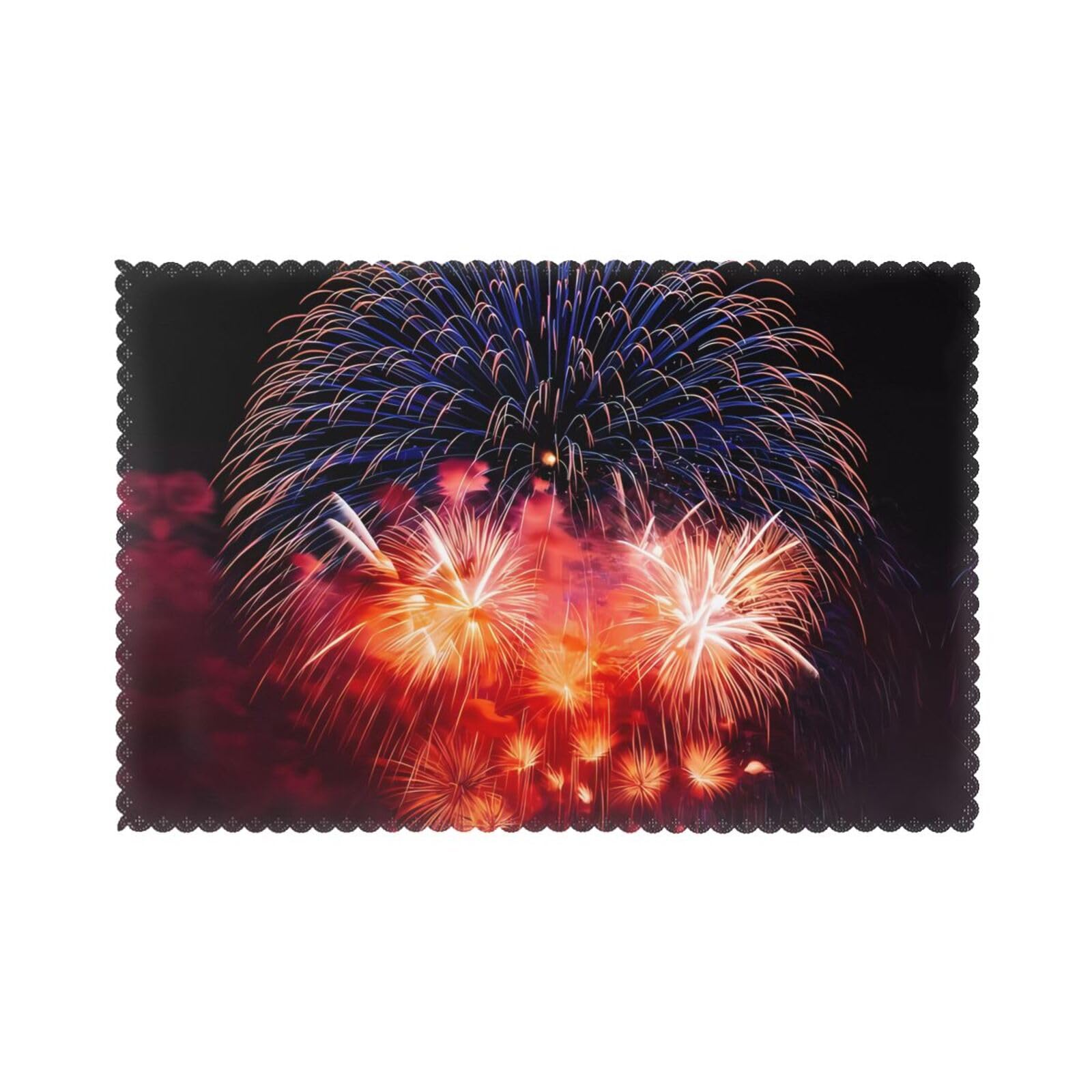 YYHWHJDE Fireworks Sky Prints Placemats Set of 6 12x18in - Heavy-Duty Polyester Table Layers Built for Lasting Performance