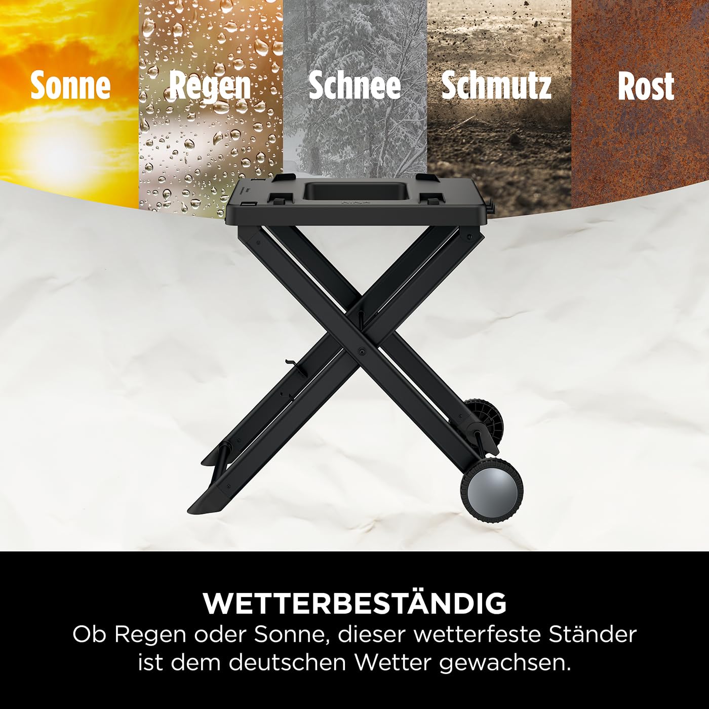 Ninja Woodfire Klappbarer Grillständer, kompatibel mit Ninja Woodfire Elektro-Outdoor-Grill (OG700-Serie), offizielles Zubehör, Schwarz/Grau XSKGRLLSTDEUK