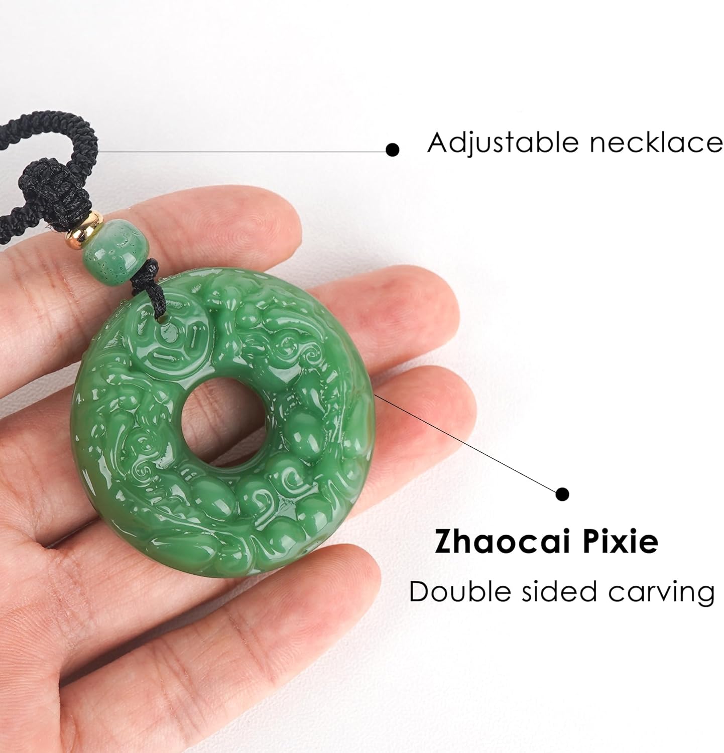 Feng Shui Pi Xiu Necklace Christmas Gift, Green Good Luck Pendant for Men & Women, Carved Amulet with Holiday Box - Image 5