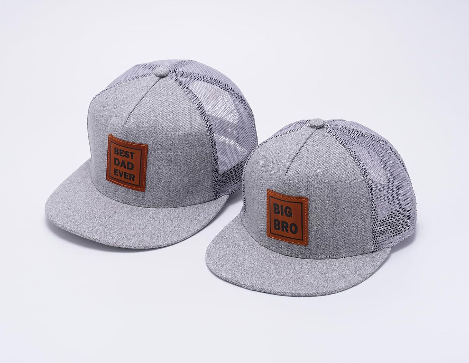 Best Dad Ever Big Bro Matching Hats Set of 2 Father's Day Caps Birthday Present Daddy and Me Outfits Baby Announcement New Papa Cap Boy Dad Hats Grey Patch Flat-Bill Trucker Hats