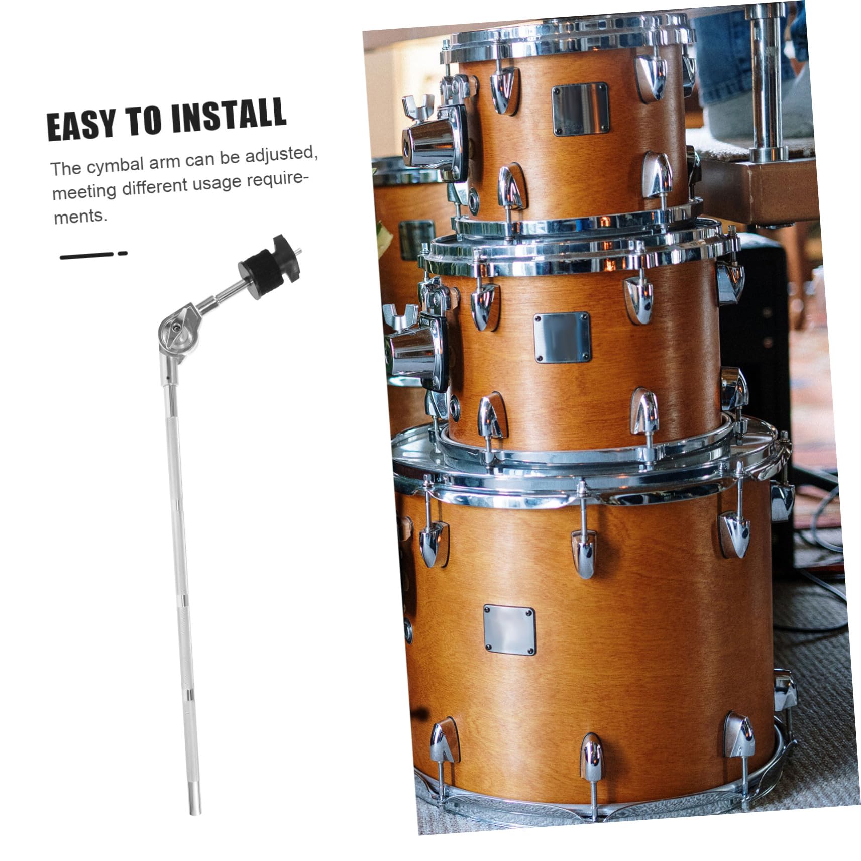 Brazo de Platillo Corto Ajustable de Aleación Plata Soporte Resistente para Montaje de Platillos en Batería y Accesorios de Percusión