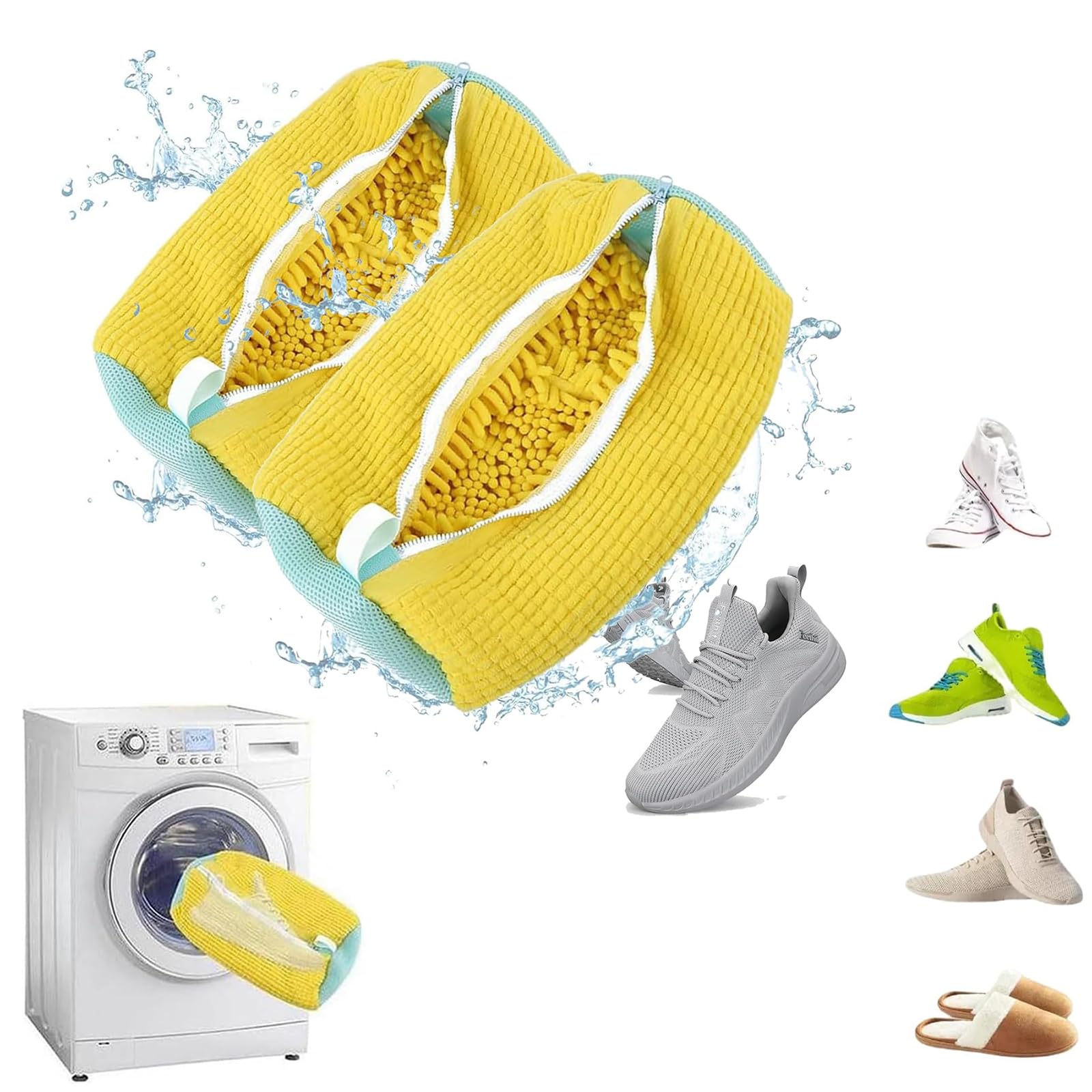 Wohlstand 2 Sacchetti Porta Scarpe Per Lavatrice – Retina Protettiva Gialla Riutilizzabile