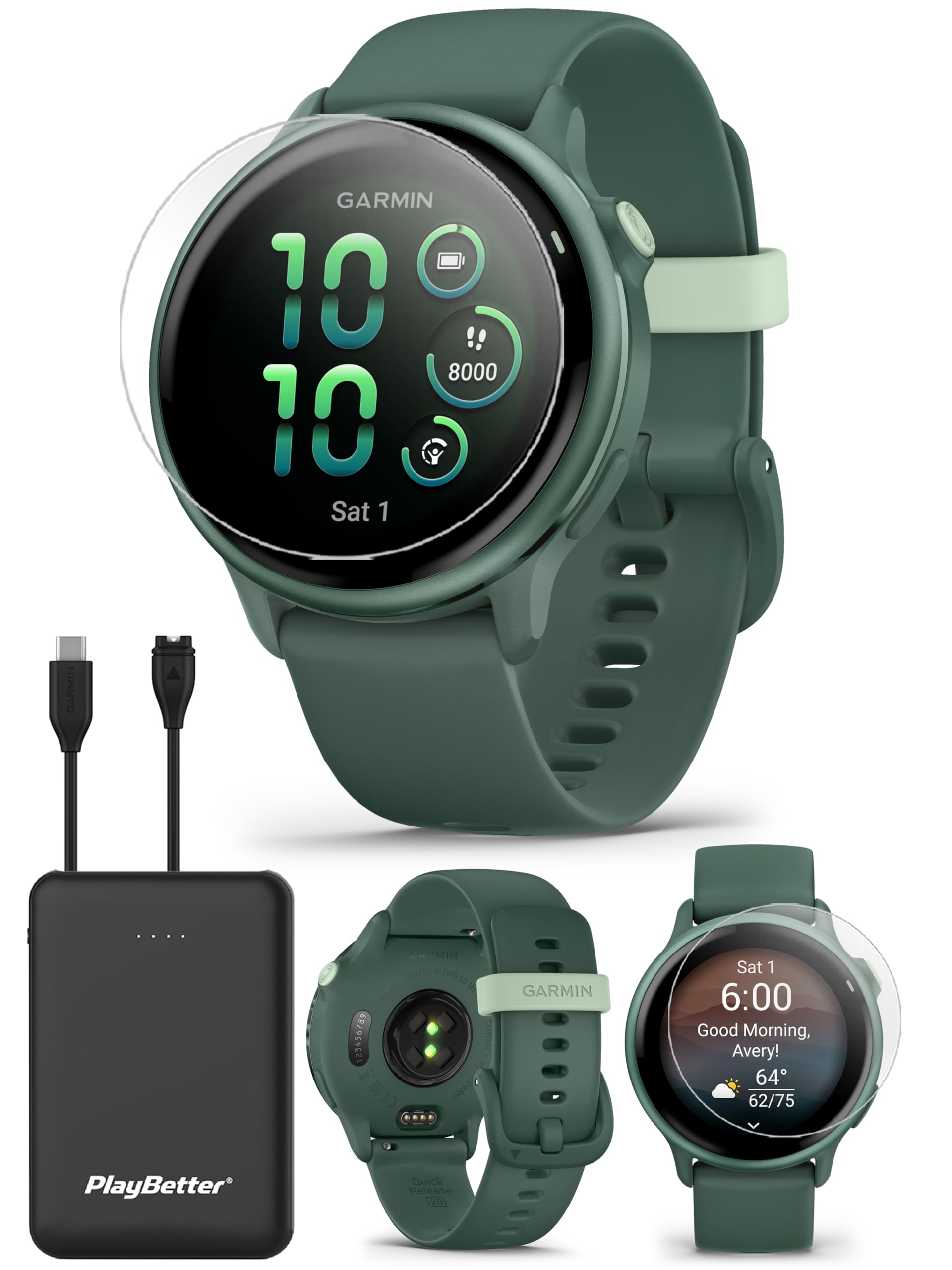 vivoactive 6 (Jasper Green) Fitness GPS Watch PlayBetter Bundle