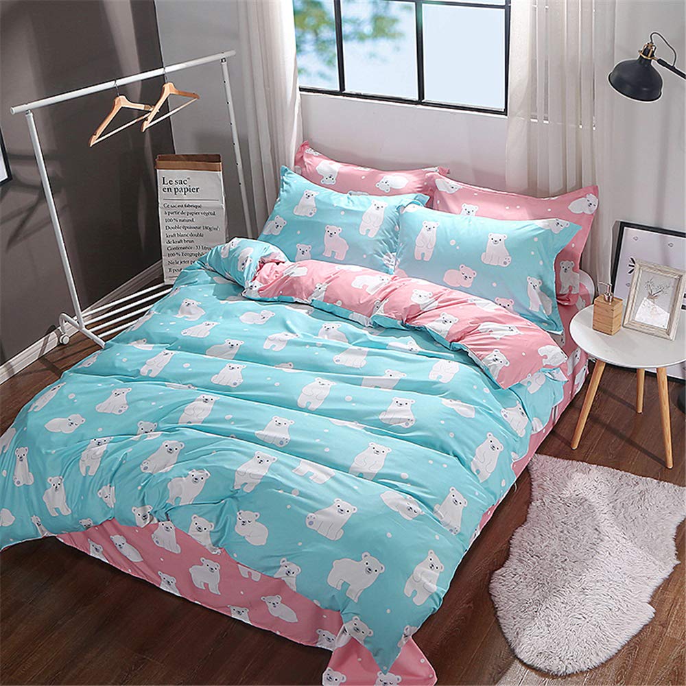 Parures de lit 4 pièces drap et taies d'oreillers 50x75 bleu ciel microfibre