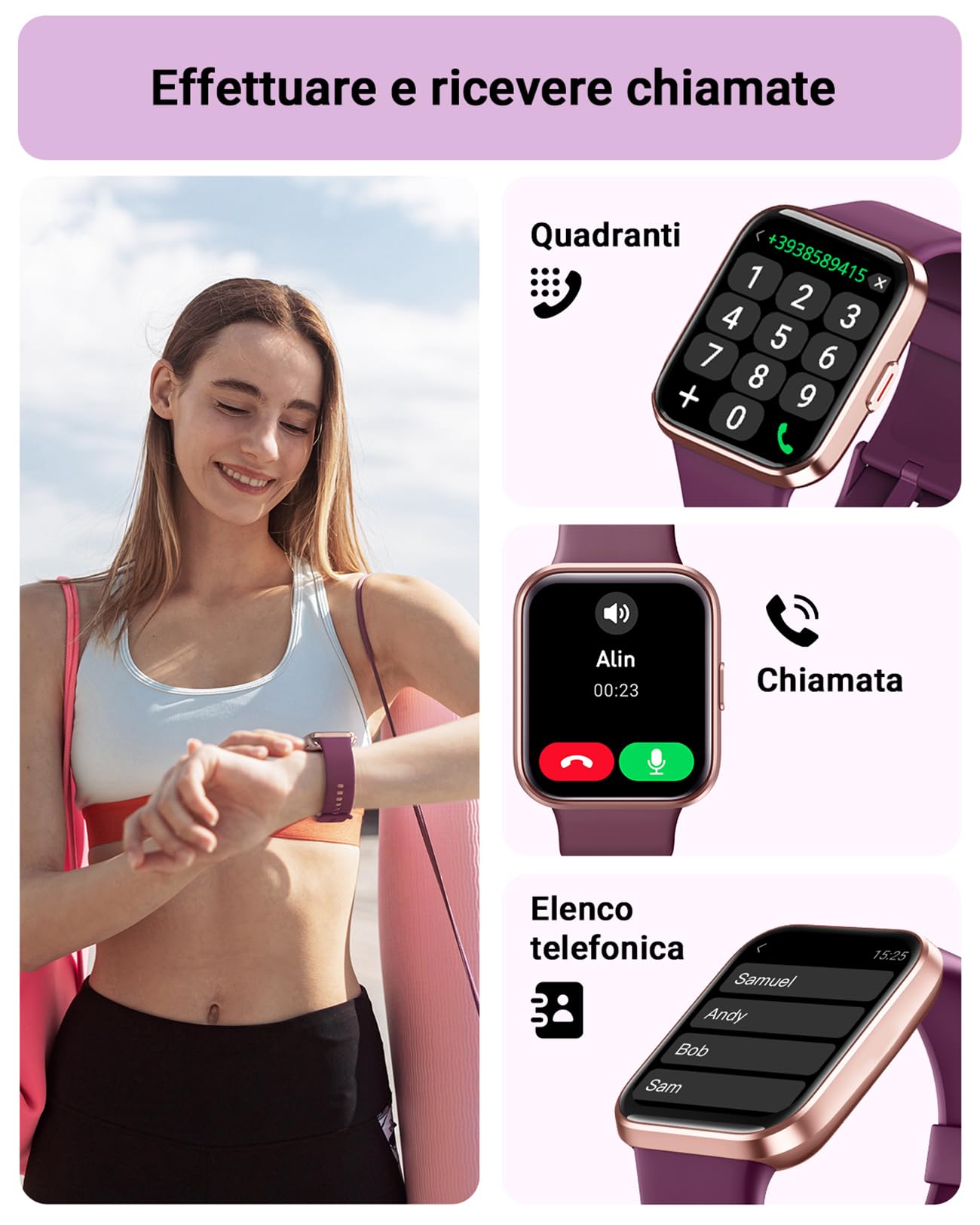 Tensky Orologio Smartwatch Uomo Donna 1,8" Smart Watch con Rispondi/Fai Chiamate, Alexa Integrata, 110+ Sport, Contapassi Monitoraggio Sonno SpO2 Frequenza Cardiaca, Impermeabile IP68, per Android iOS