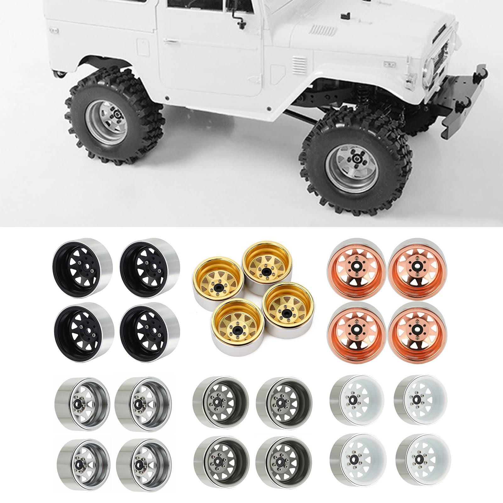 Cerchioni per Auto telecomandati da 1, 9 Pollici, 4, 5 Slot, Parte modificata in Metallo per Camion da Arrampicata per Auto a, Forniture Decorative, Controllo cingolato, Ruota in Metallo