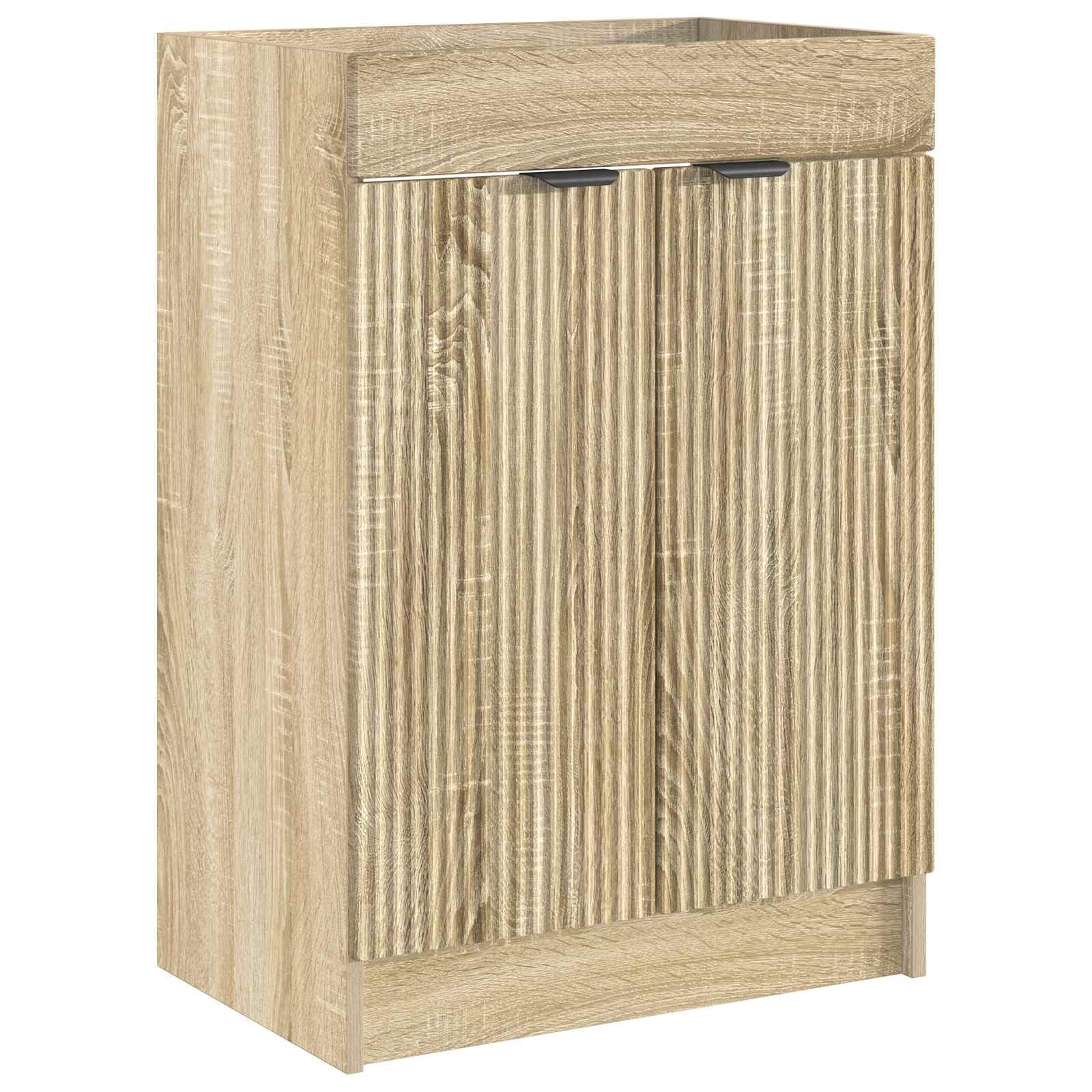 Zestaw mebli łazienkowych dąb Sonoma 78,5 x 37,5 x 81 cm z umywalką, kranem i miejscem do przechowywania, nowoczesny design, trwały materiał drewnopochodny, funkcjonalny do renowacji i montażu
