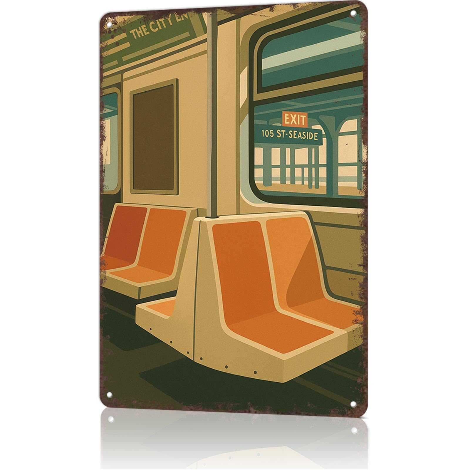 KWQDOZF Vintage Metal Tin Sign NYC Subway Train Posters Wall Art for Dorm Home Office Room Decor 8X12inch