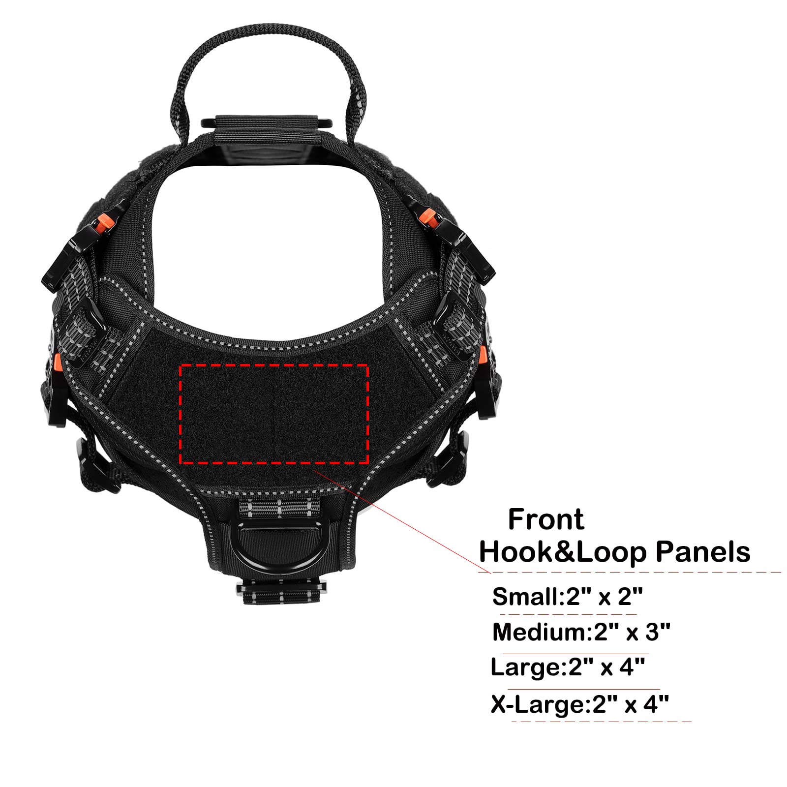 ICEFANG Tactical Dog Harness for Medium DogsFull Metal Buckles Dog Vest | with MOLLE ReflectiveAdjustable2 Leash ClipsControl HandleNo PullSoft PaddedBlackMedium product thumbnail 7