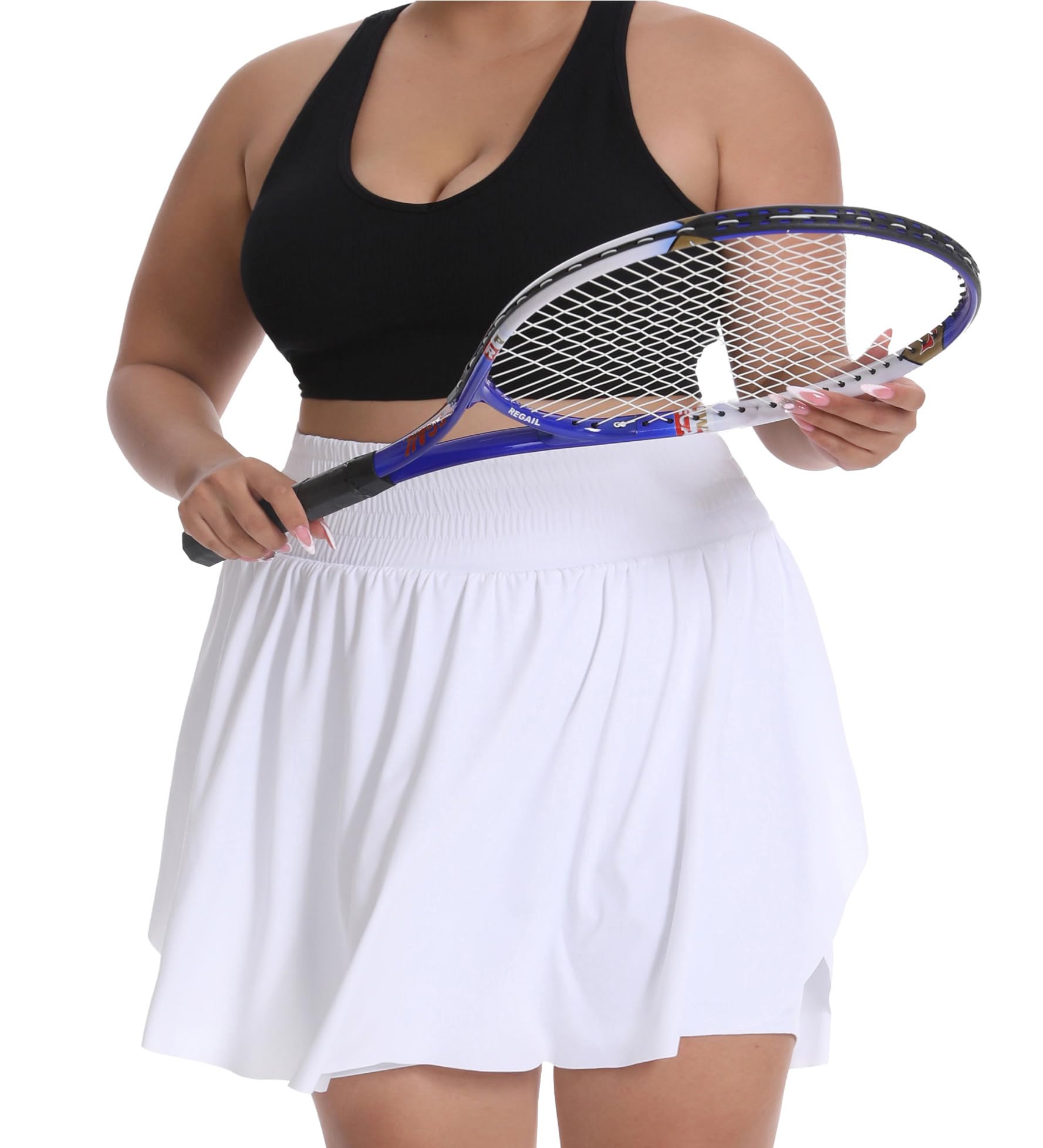 Seawhisper20" Knee Length Plus Size Skorts for Curvy Women Pleated Skirt Shorts High Waisted with Pockets