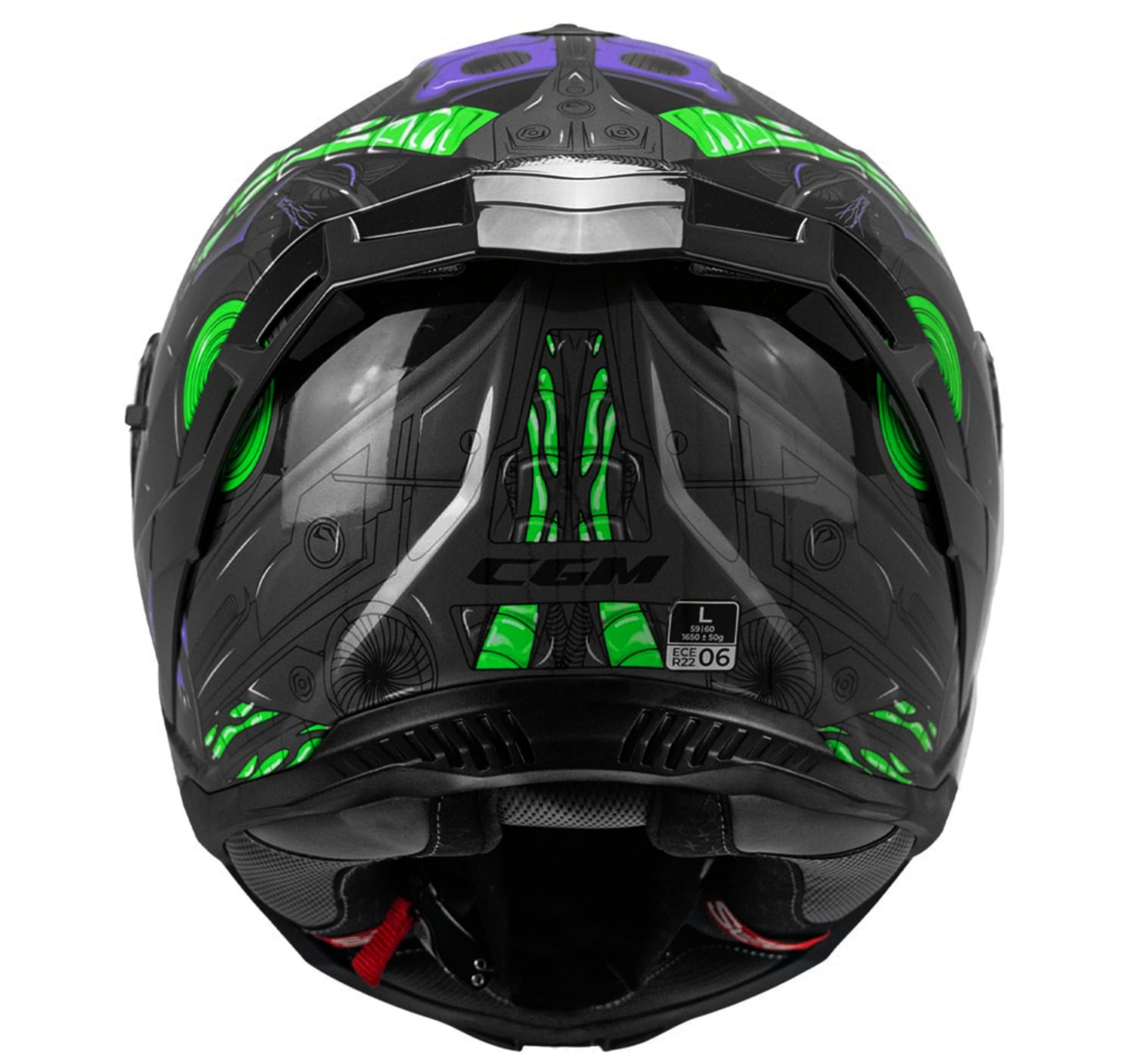 casco 363R SHOT VILLAIN Casco Integrale Moto, Nero Viola Verde Fluo, Taglia S