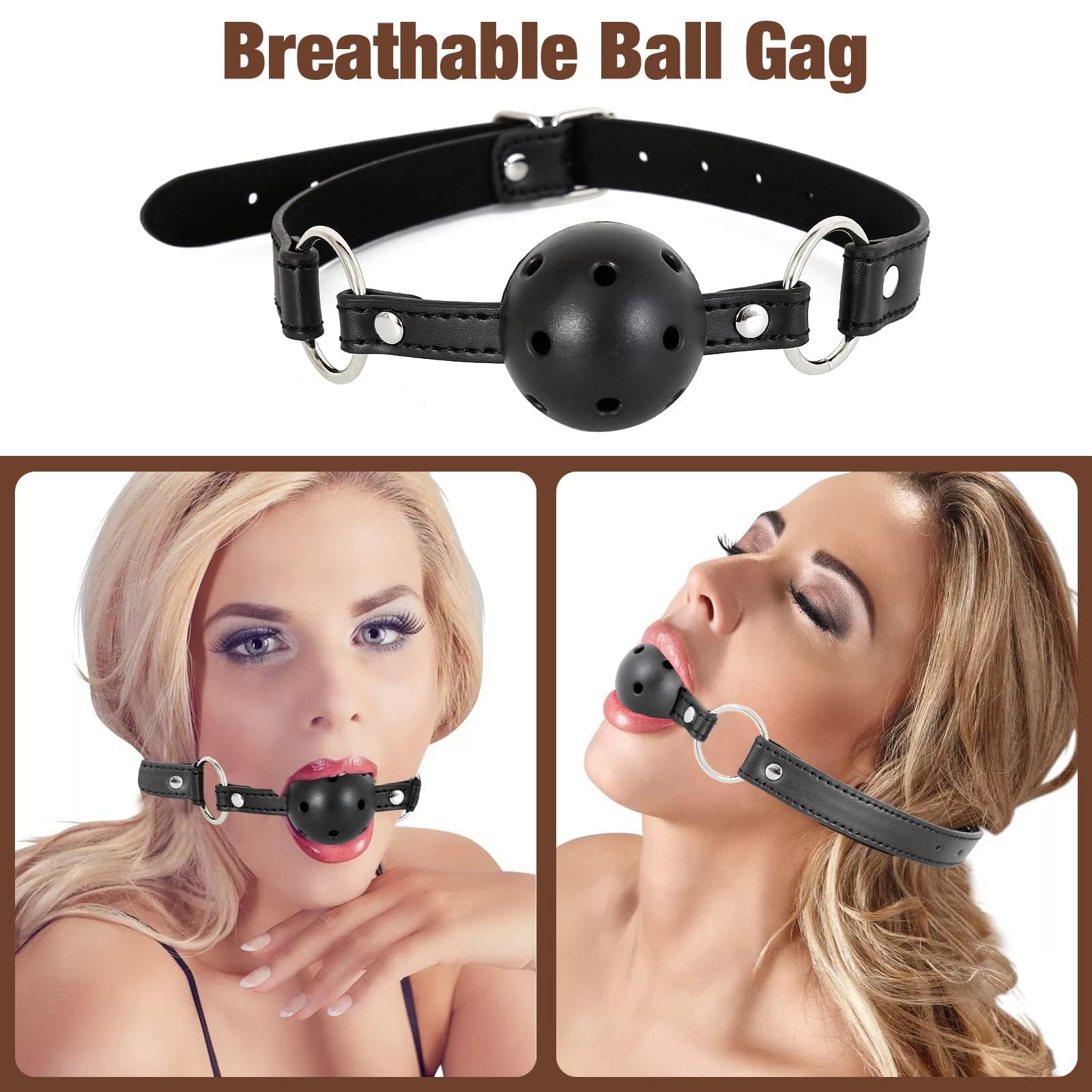 Collar de bondage sexual con gancho anal y mordaza de bola, kit de ataduras de cuero para esclavos BDSM de cuello a muñeca, arnés de esposas para la espalda BDSM,herramienta para juegos sexuales.