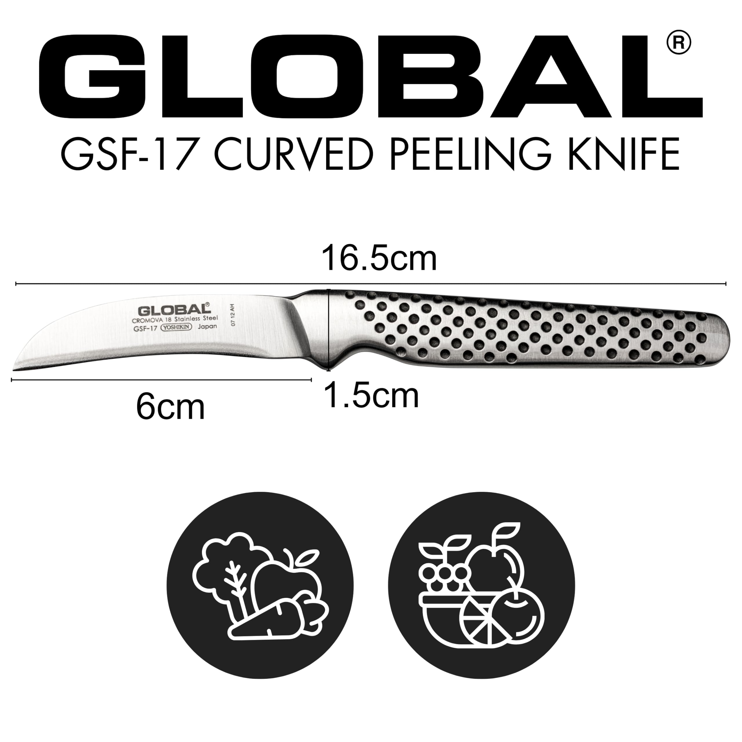 Global GSF Curved Peeling Knife 6cm Blade - Small Japanese Petty