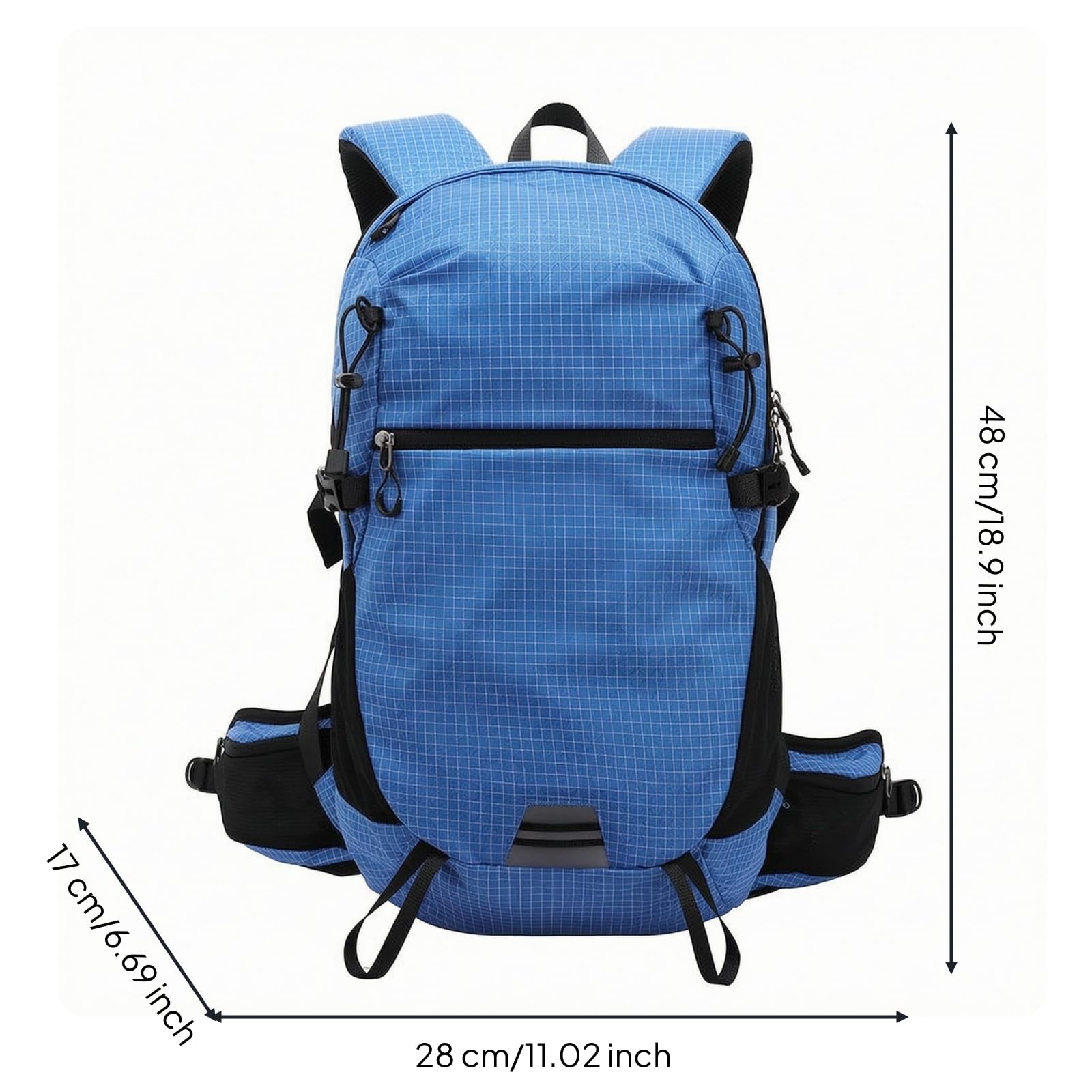 rockible Zaino da Trekking Zaino Escursionismo Zaino Montagna Zaino Daypack con Apertura Frontale Spallacci Imbottiti E Cintura in Vita in Nylon E Poliestere, Blu, Blu Lago