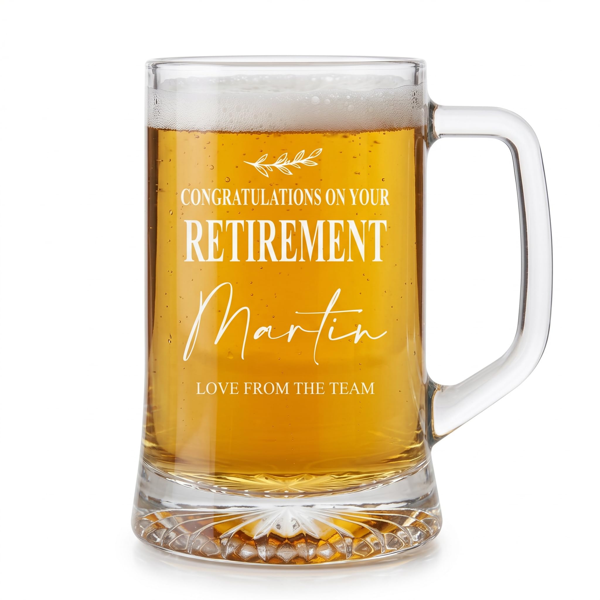 ukgiftstoreonline Personalised Retirement Large Beer Glass Tankard Gift Boxed 680ml
