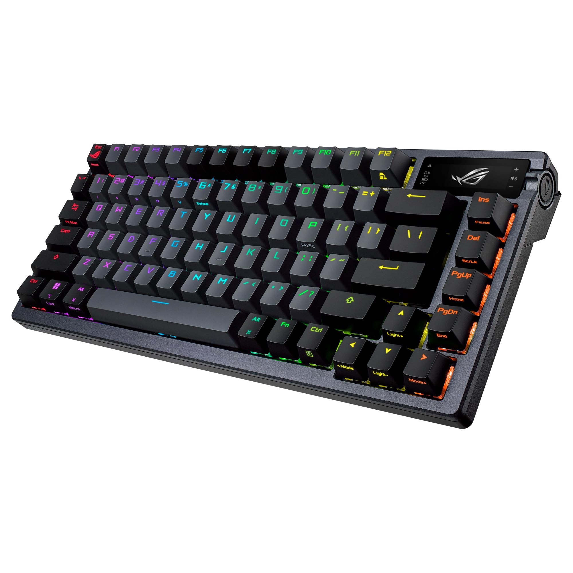 ASUS ROG Azoth - Teclado Mecanico Gaming 75%, Cubierta Metálica, Switch ROG NX Red lubricados, ABS, Kit de Lubricado, IR, BT y USB-C, Pantalla OLED, Tres Alturas y Compatible con Mac - QWERTY español