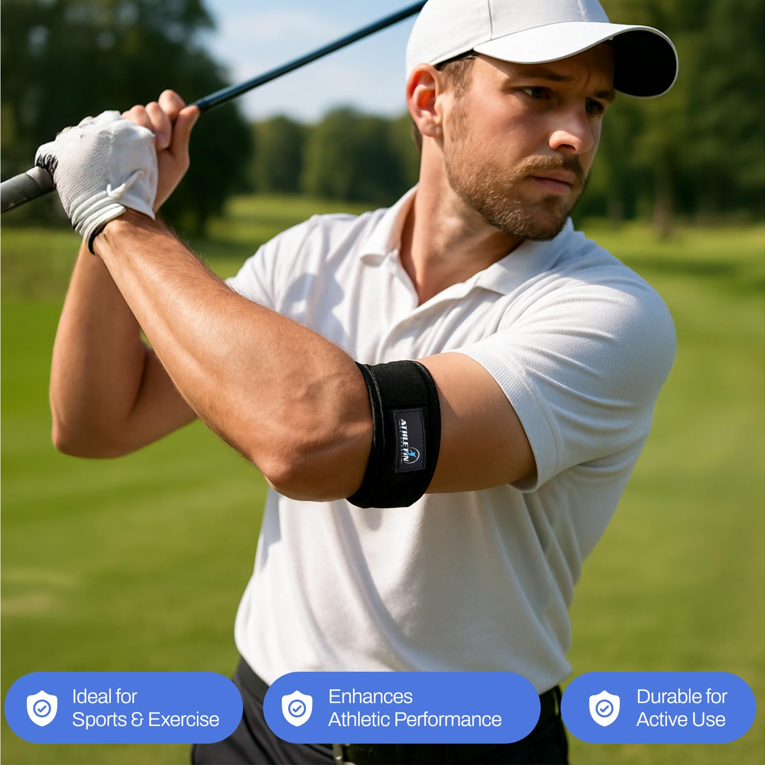 Ellenbogen-Kompressionsbandage, Stützgurt für Tennis, Golfer-Ellenbogen-Schmerzlinderung, Sehnenscheidenentzündung, Sportverletzungen, 1 Packung
