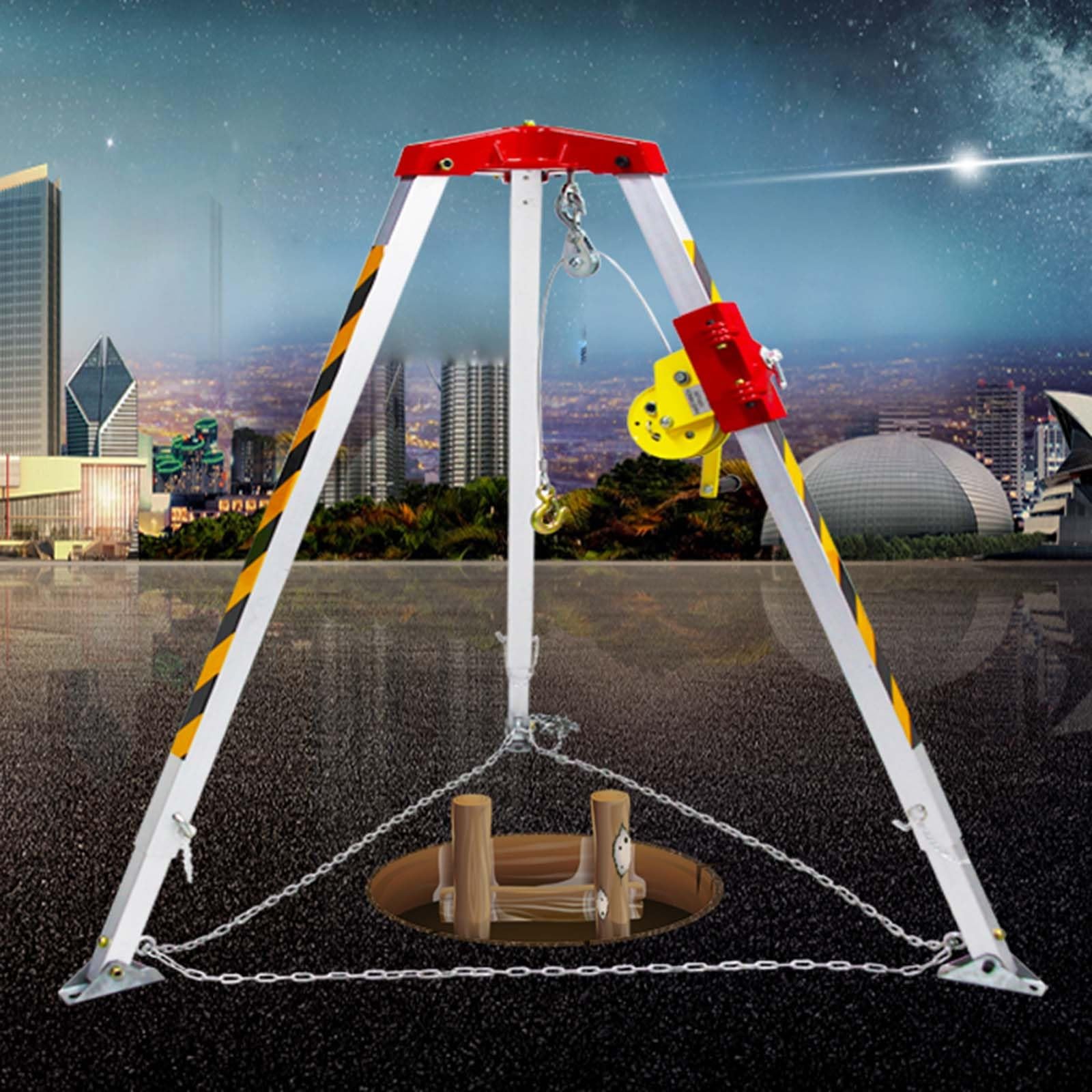 Kit de trípode de rescate de emergencia, dispositivo de elevación de 1200/1800/2500 libras, cabrestante de 20/30 m, construcción de aluminio, equipo de prevención de caídas, esencial para operaciones