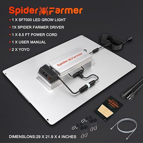 Miniatura 8 de Spider Farmer SF7000 - Luz LED de crecimiento con diodos Samsung LM301B y regulable, 650 W, luz de crecimiento comercial de espectro completo para