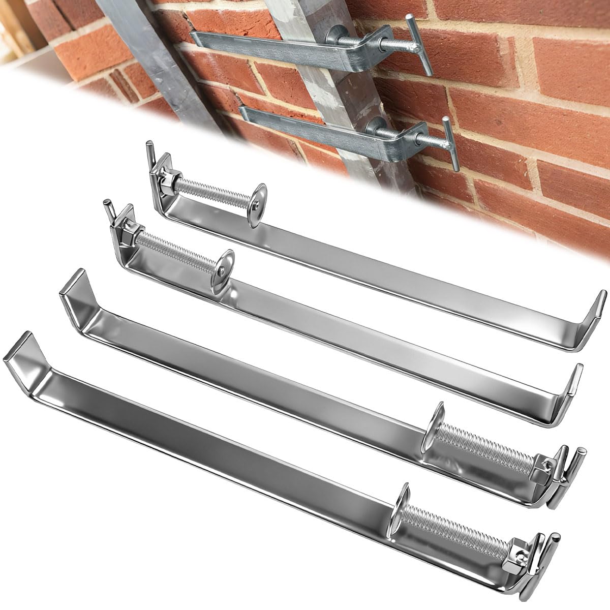 Vurixfo 4 Pcs Brick Profile Clamps, 300mm Profile Clamps Bricklaying Heavy Duty Bricks Laying Clamp Metal Clamp with Adjustable Threaded Rod for Construction, 24-30cm Adjustable