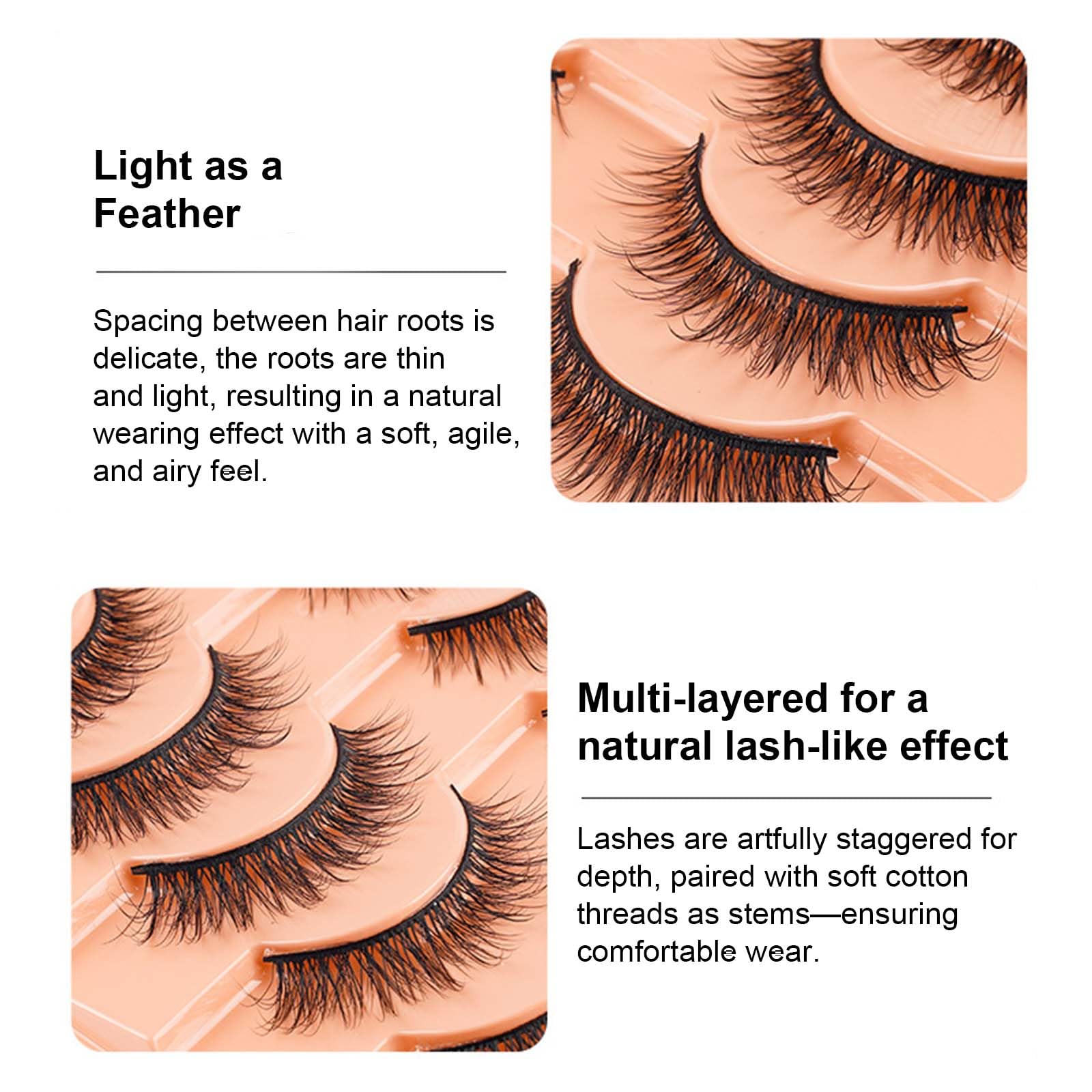 Fake Eye Lashes, ShiningUU 20 works Fluffy Wispy D Curl Natural Look Thick Volume Faux Mink Fake Eyelashes - Image 3
